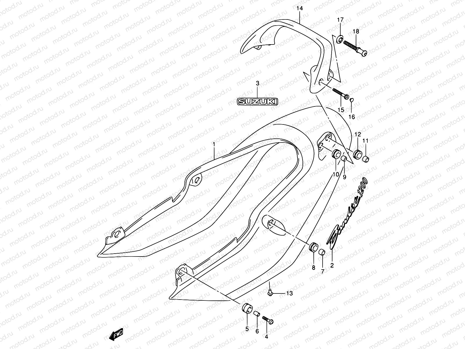 54E - SEAT TAIL COVER (GSF1200K5)