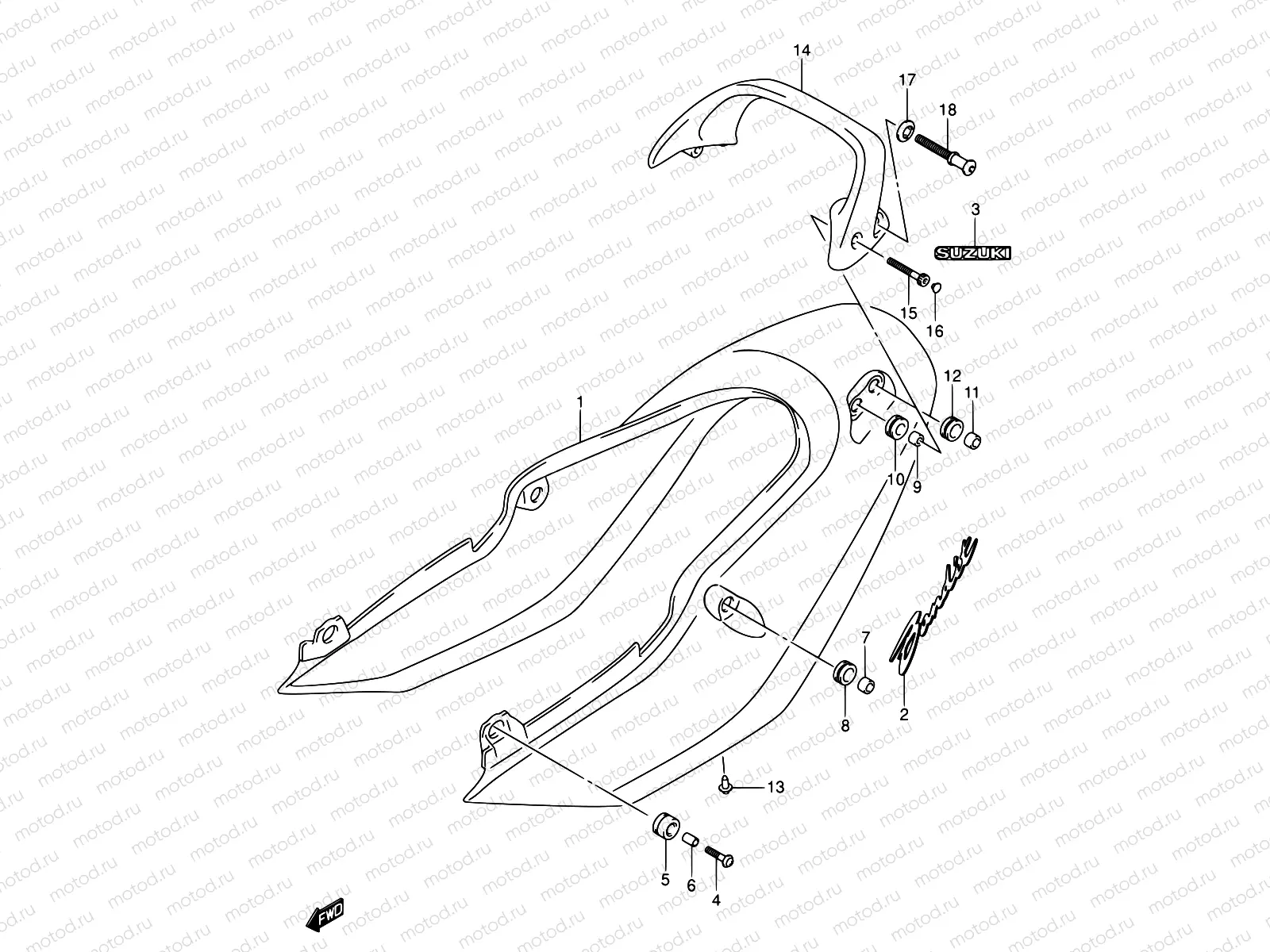 54E - SEAT TAIL COVER (GSF600K3/UK3/LK3)