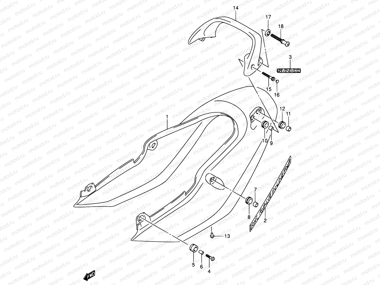 54F - SEAT TAIL COVER (GSF600SK3/SUK3)
