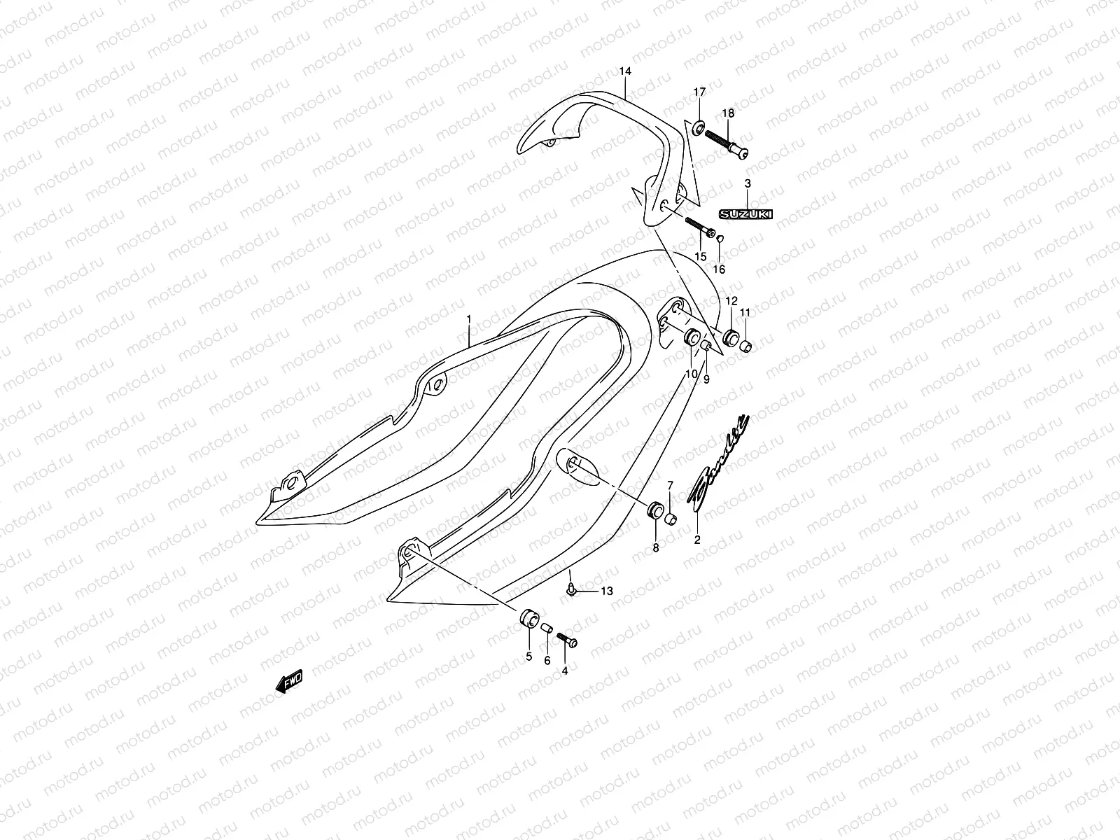 54G - SEAT TAIL COVER (GSF600K4/UK4)
