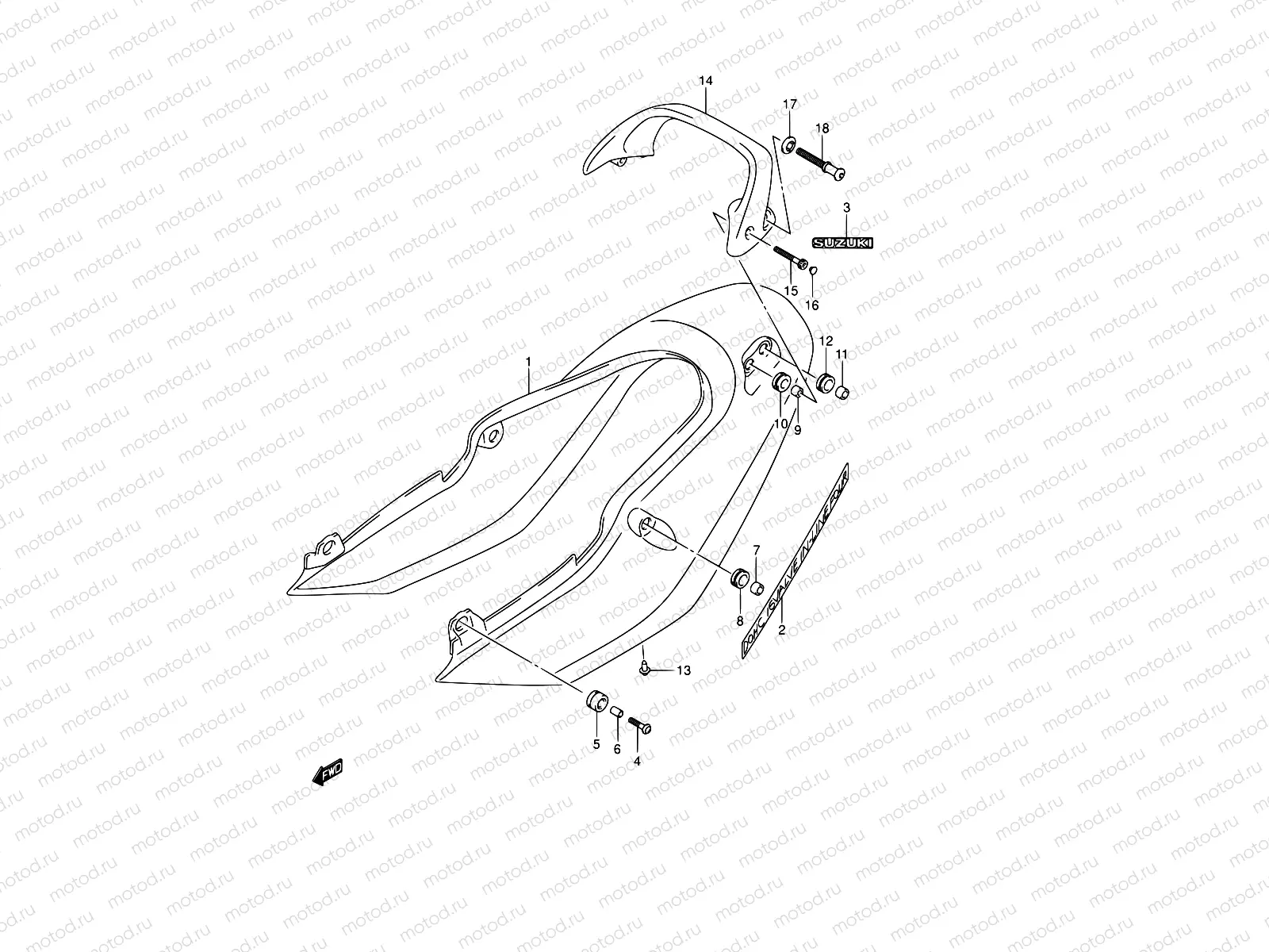 54H - SEAT TAIL COVER (GSF600SK4/SUK4)