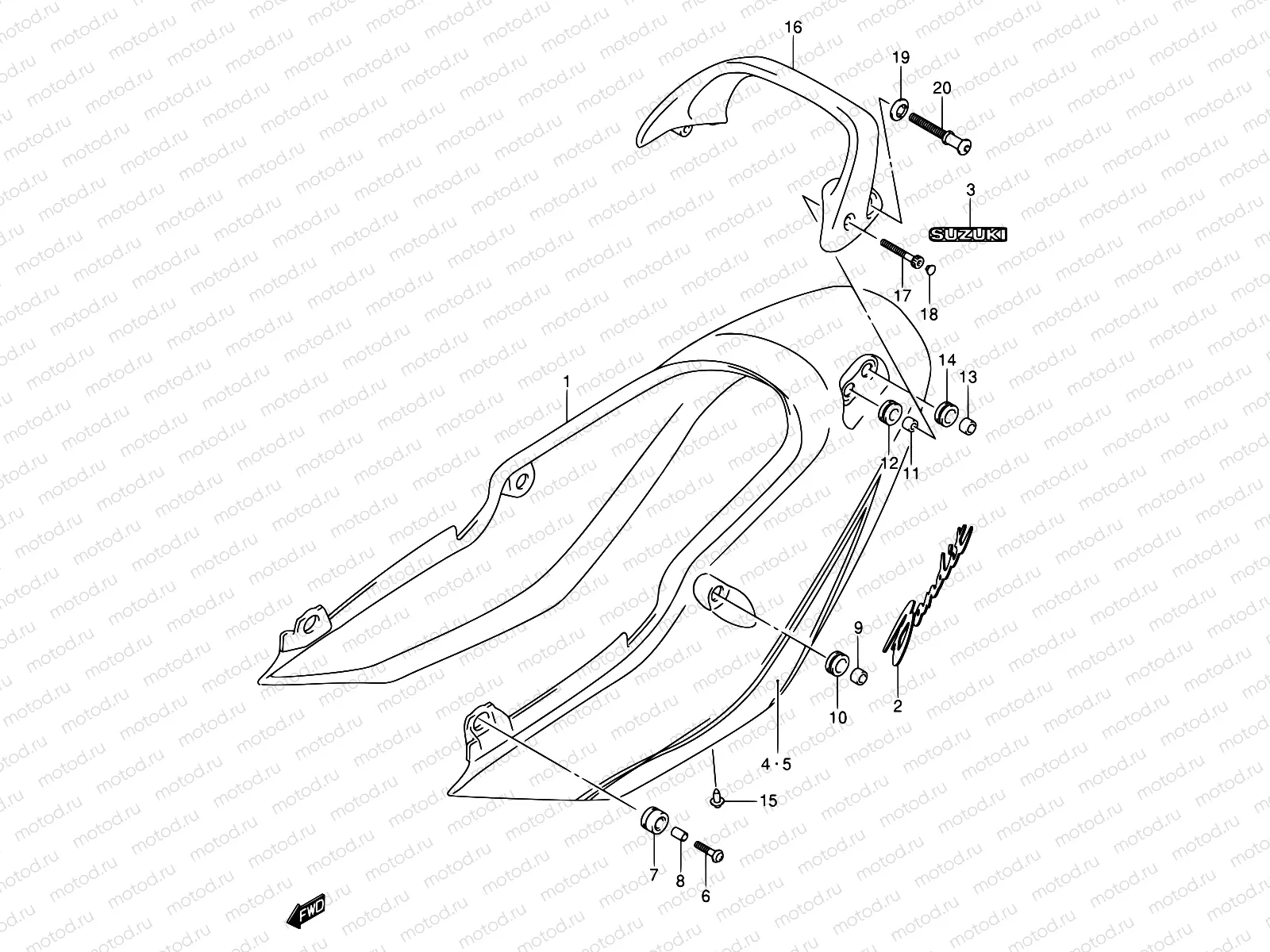 54J - SEAT TAIL COVER (GSF600ZK4)