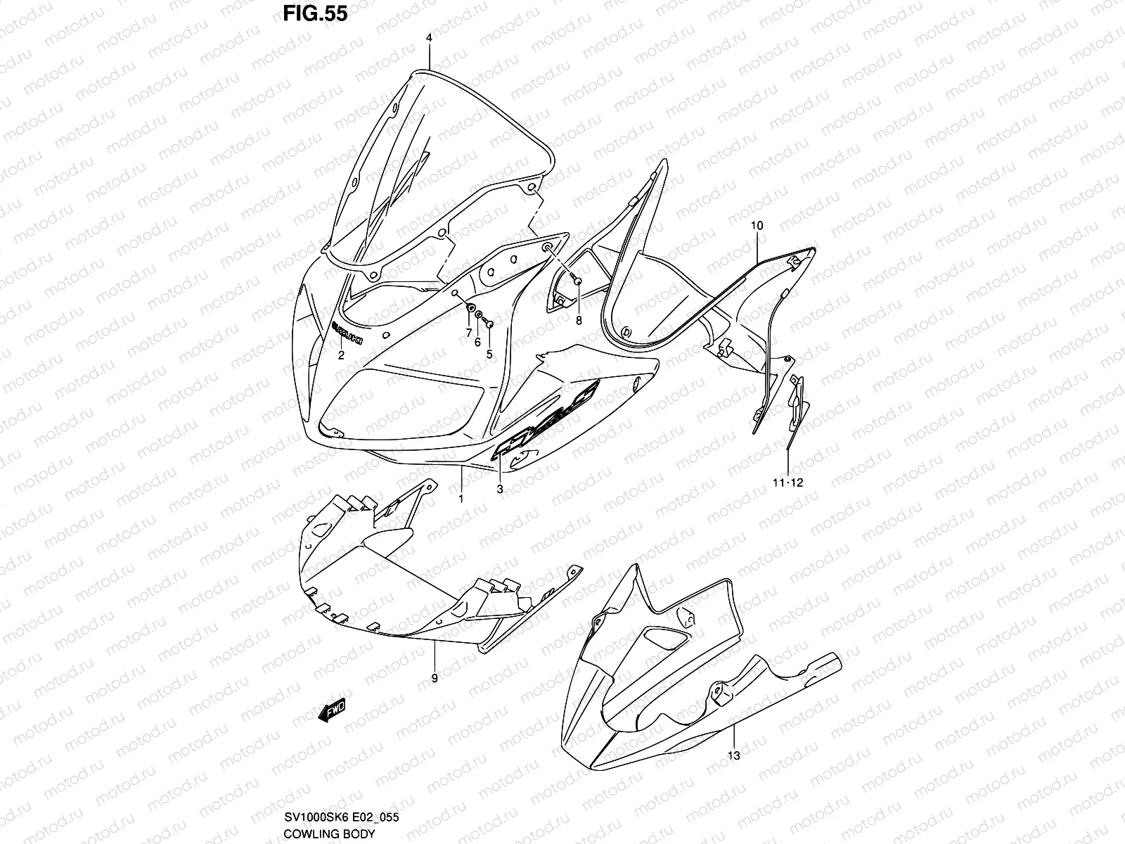 55 - COWLING BODY (SV1000S/S1/S2 K6)