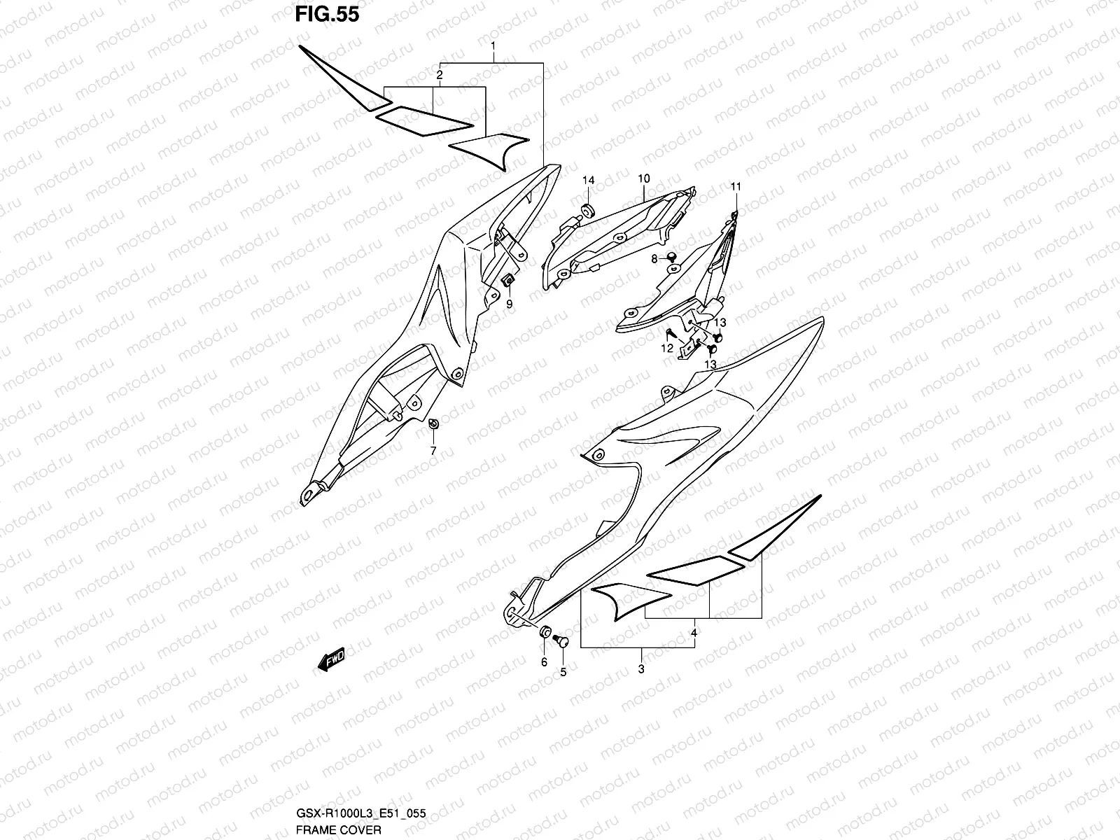 55 - FRAME COVER (GSX-R1000L3 E51)