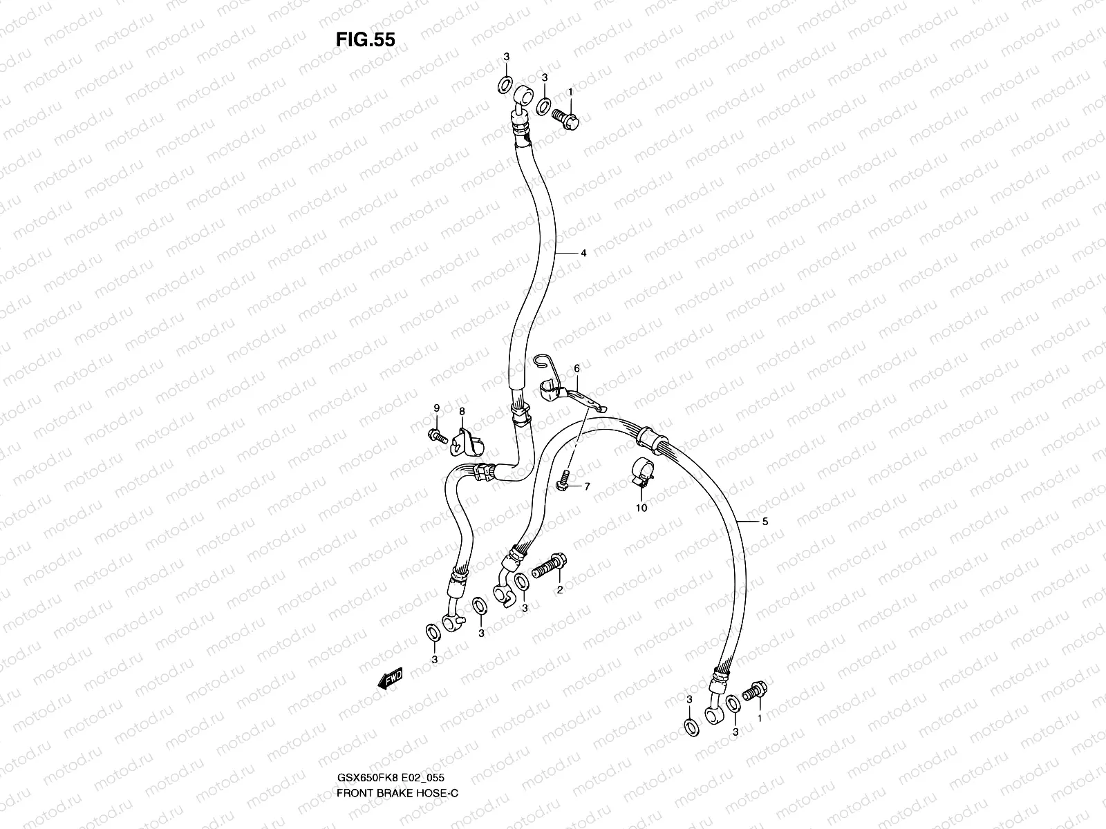 55 - FRONT BRAKE HOSE (GSX650FK8/FUK8/FK9/FUK9/FL0/FUL0)