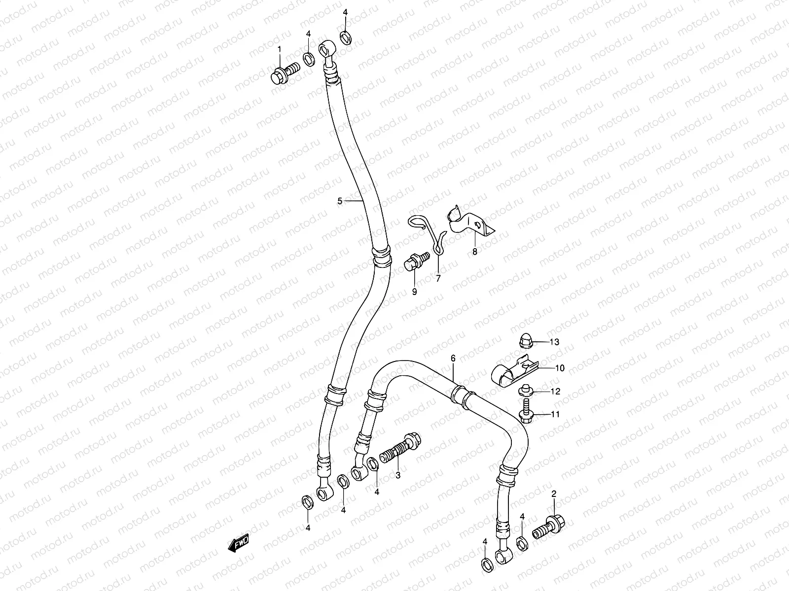 55 - FRONT BRAKE HOSE (MODEL P/R)
