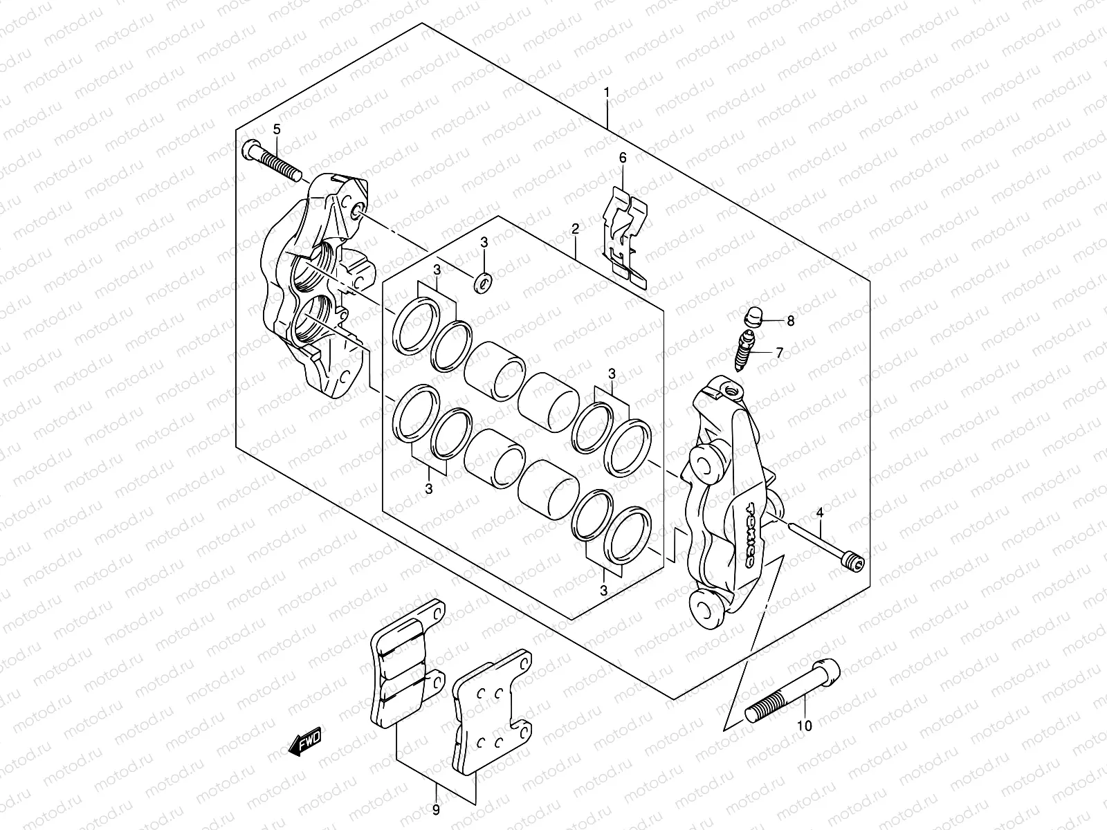 55 - FRONT CALIPER (GSX-R600K4/U2K4/U3K4/K5/U2K5/U3K5)