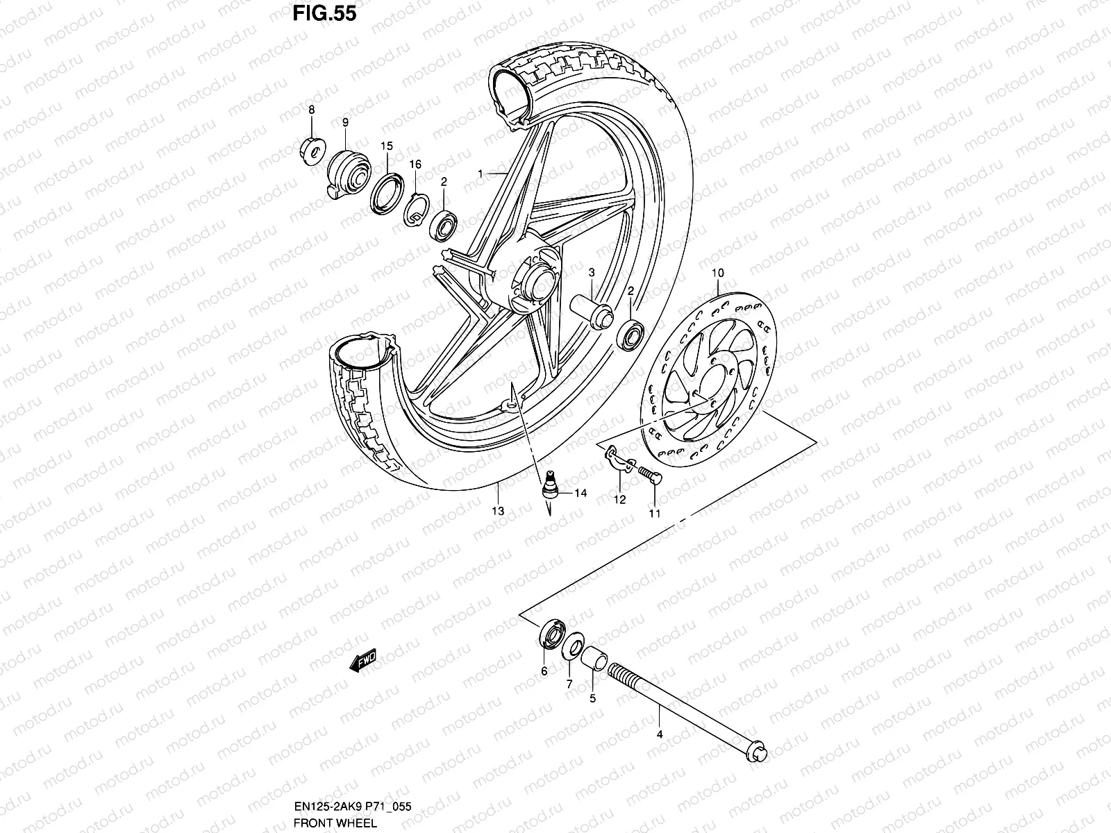 55 - FRONT WHEEL (EN125-2AK9)