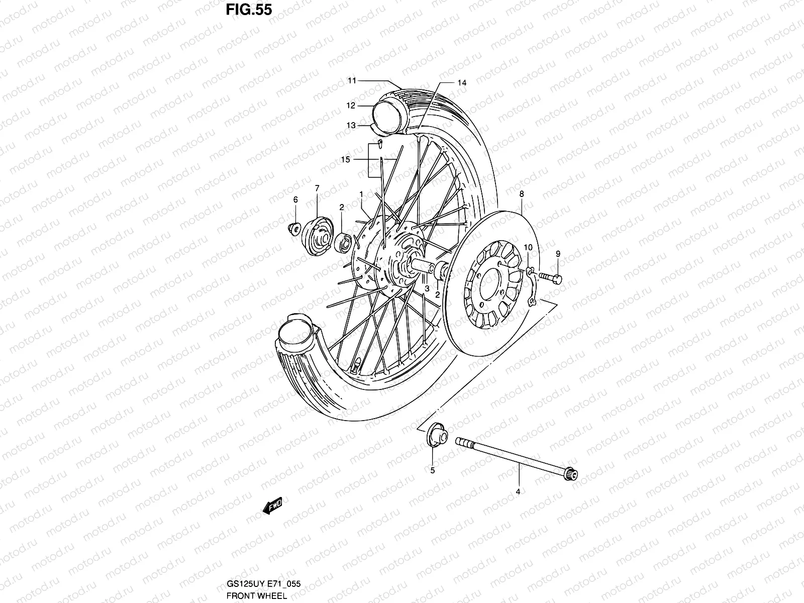55 - FRONT WHEEL (GS125SX/SUX)