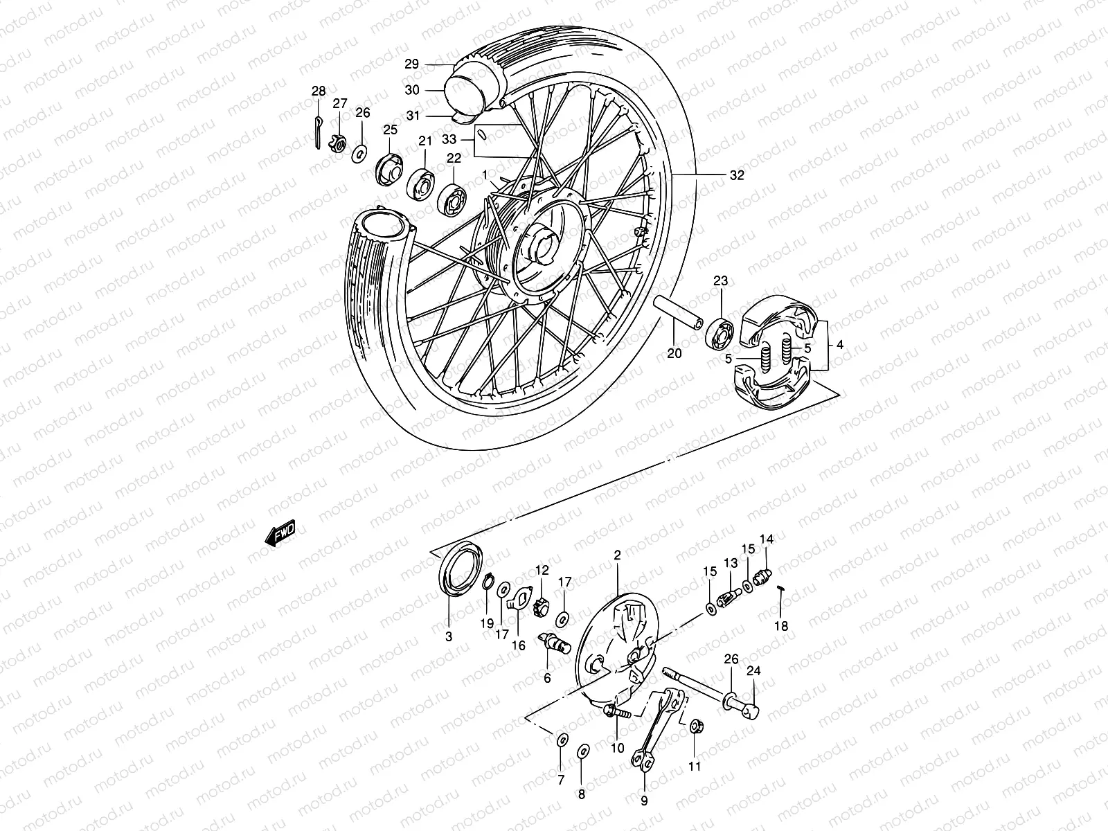 55 - FRONT WHEEL (GS125Z/D)