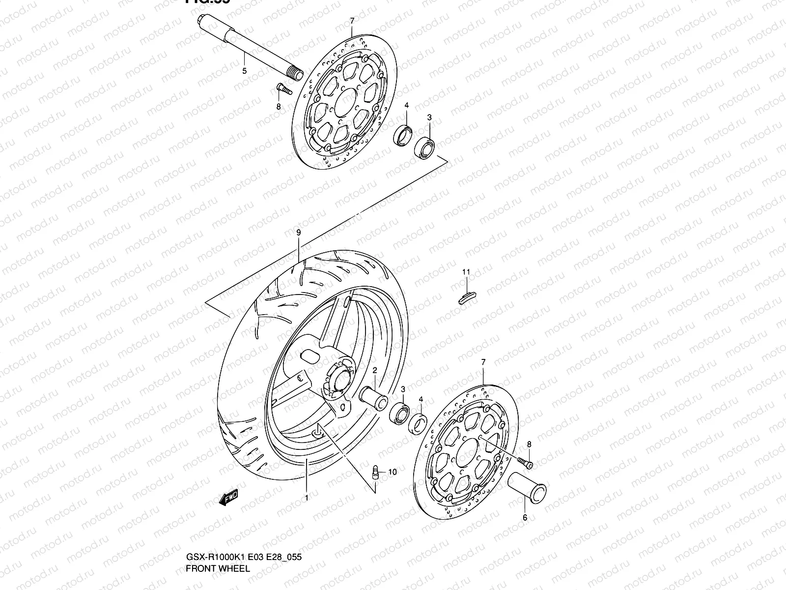 55 - FRONT WHEEL (GSX-R1000K1)
