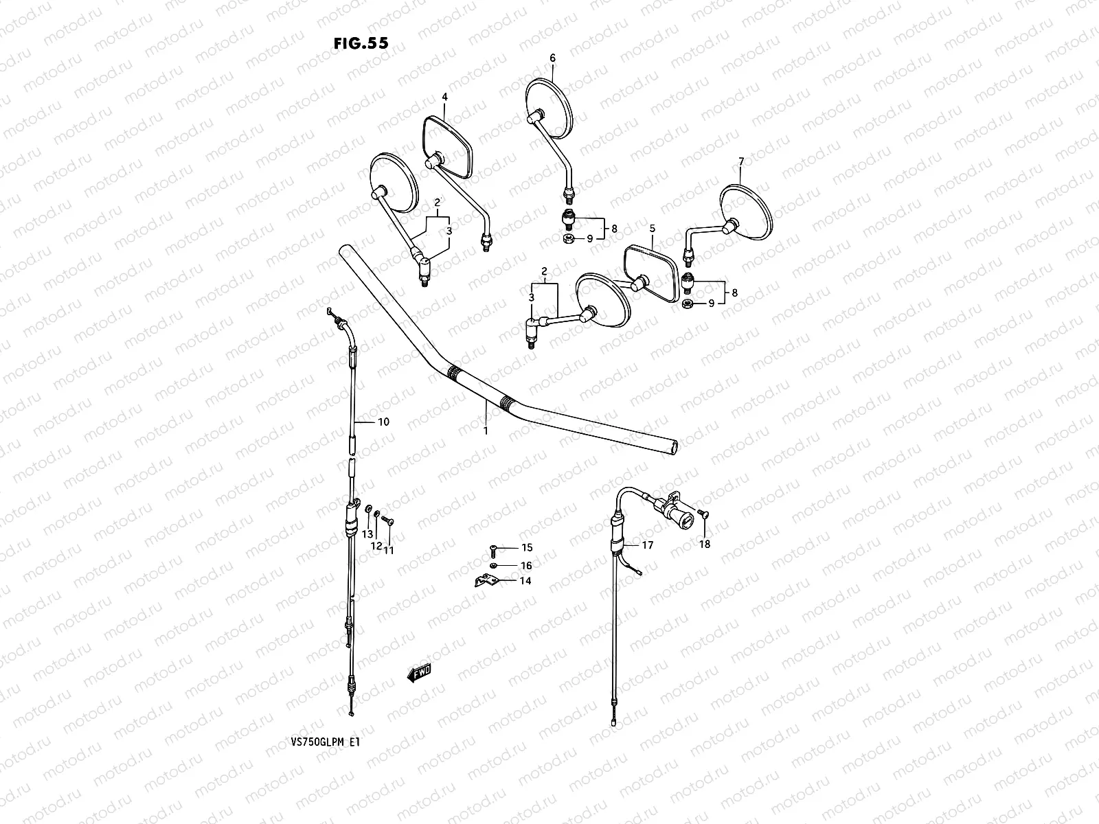 55 - HANDLEBAR - CONTROL CABLE (VS750GLFG/GLFH/GLFJ/GLFK/GLFL/GLFM)