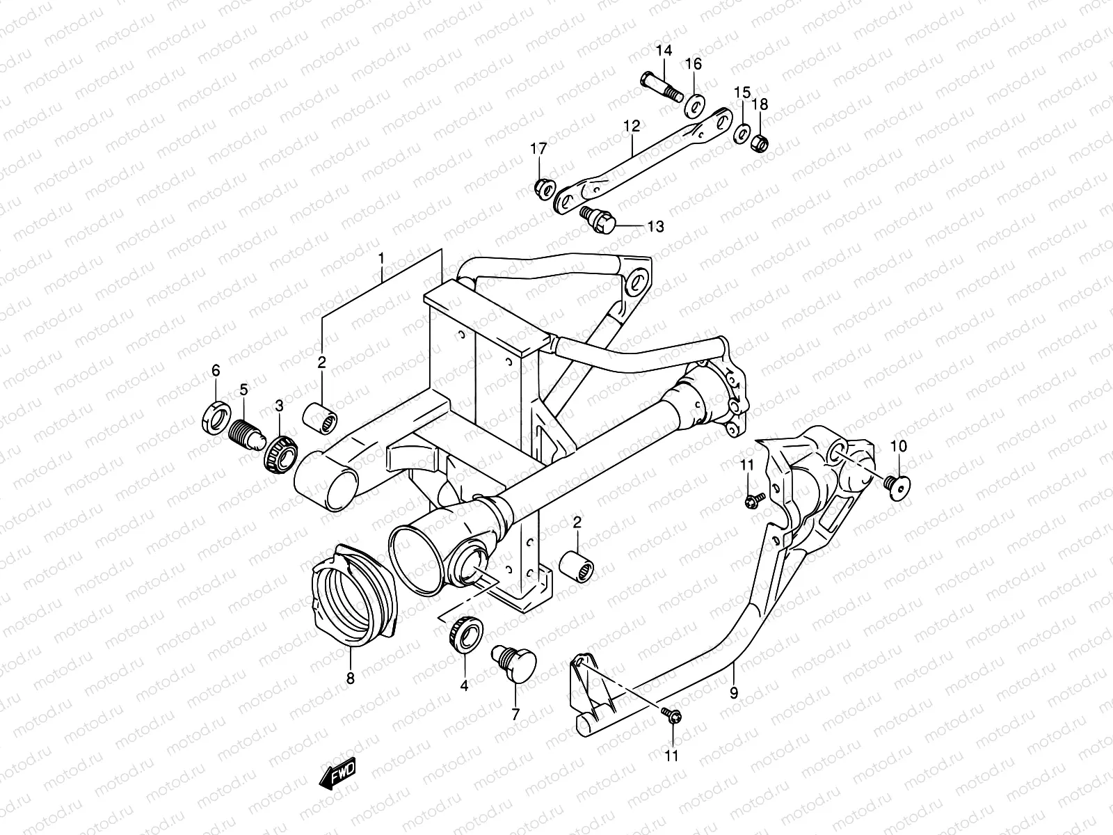 55 - REAR SWINGING ARM (MODEL K1/K2)