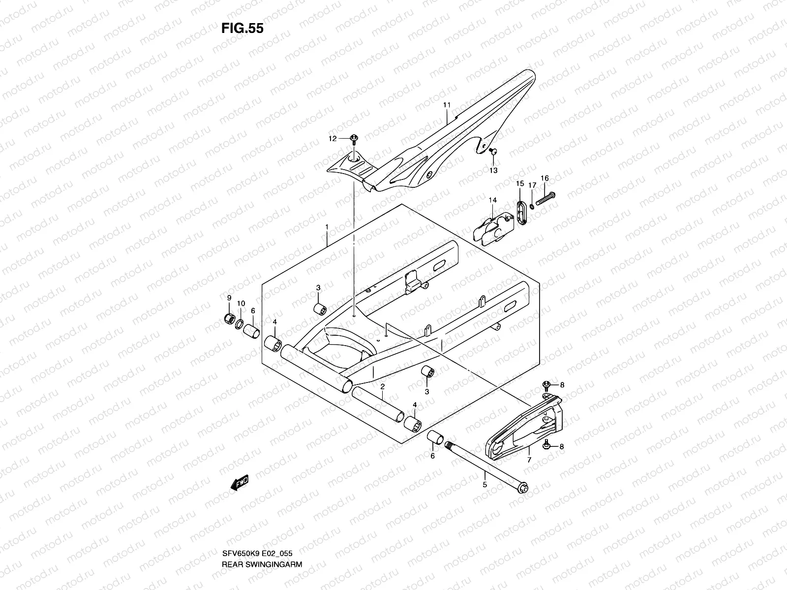 55 - REAR SWINGINGARM