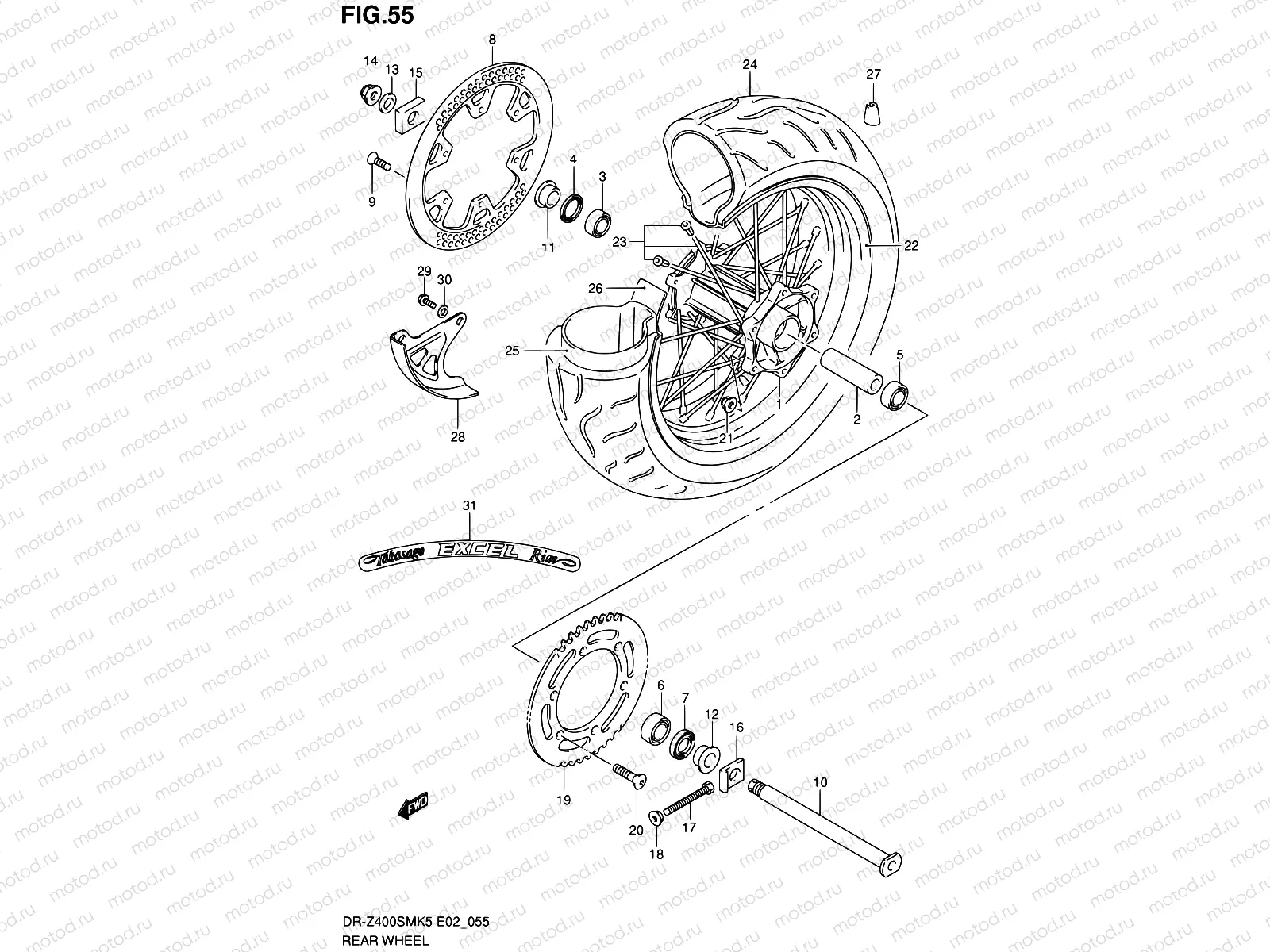 55 - REAR WHEEL (MODEL K5/K6)