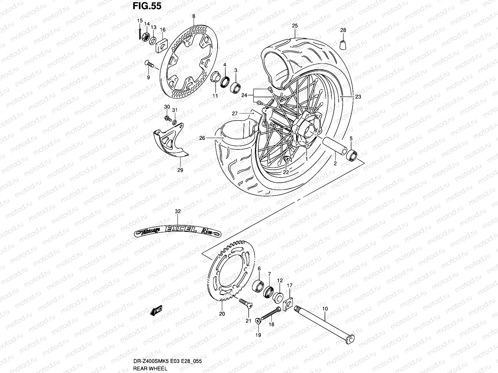 55 - REAR WHEEL (MODEL K5/K6)