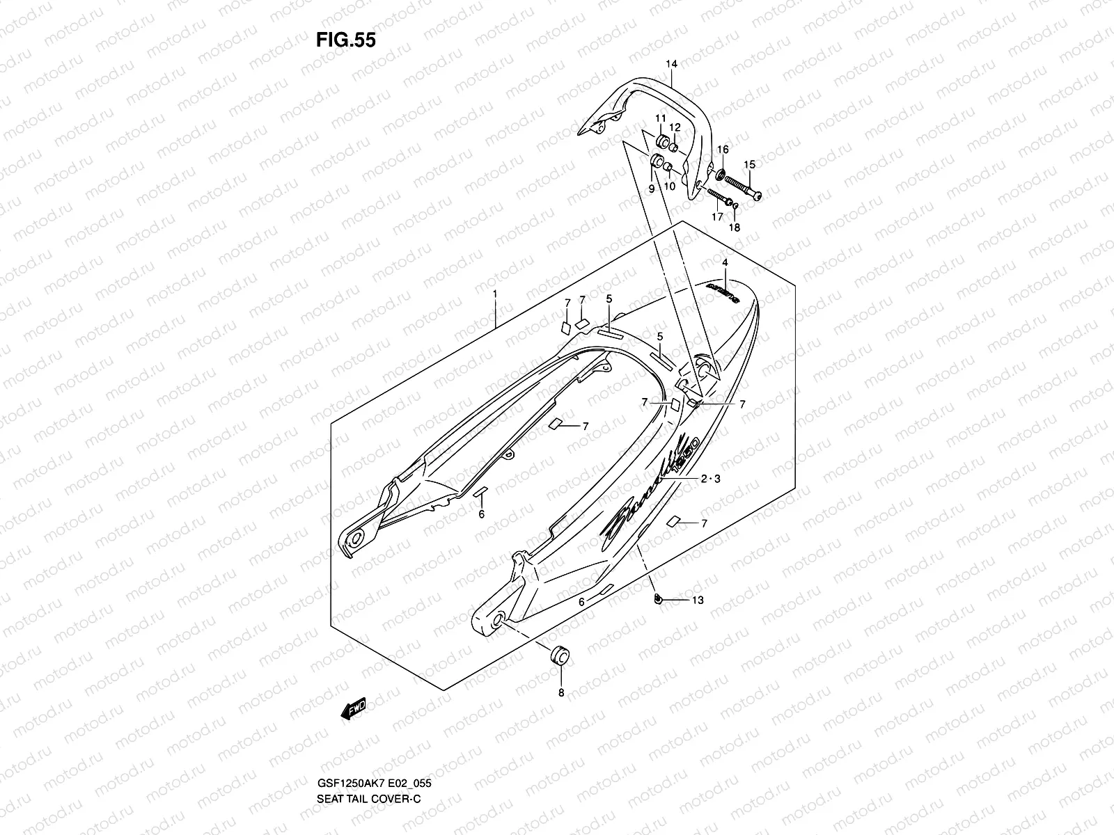 55 - SEAT TAIL COVER (GSF1250K7/AK7)