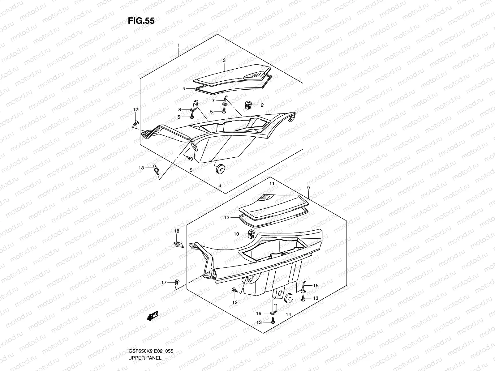 55 - UPPER PANEL (WITH COWLING)