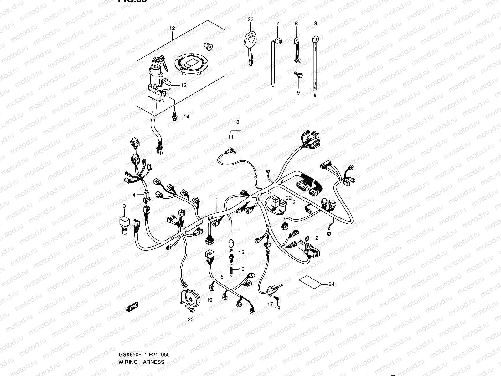 55 - WIRING HARNESS (GSX650FUL1 E24)