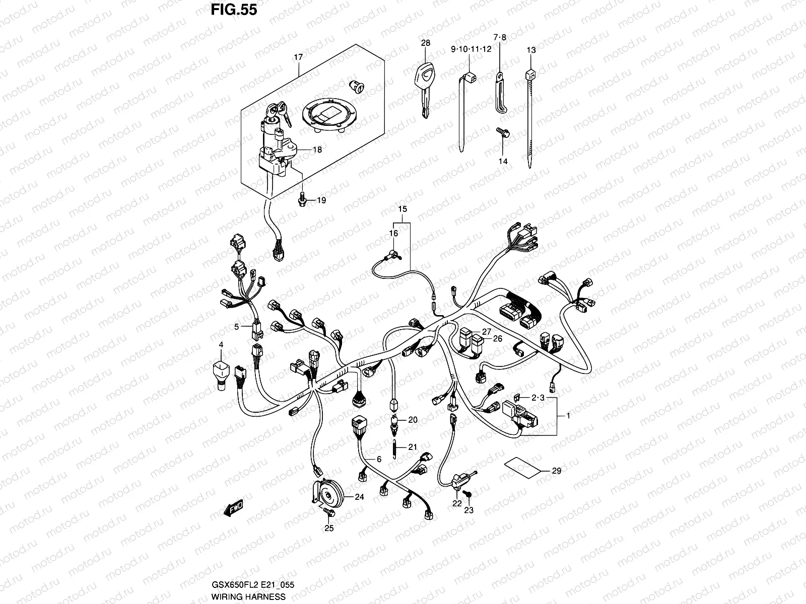 55 - WIRING HARNESS (GSX650FUL2 E24)