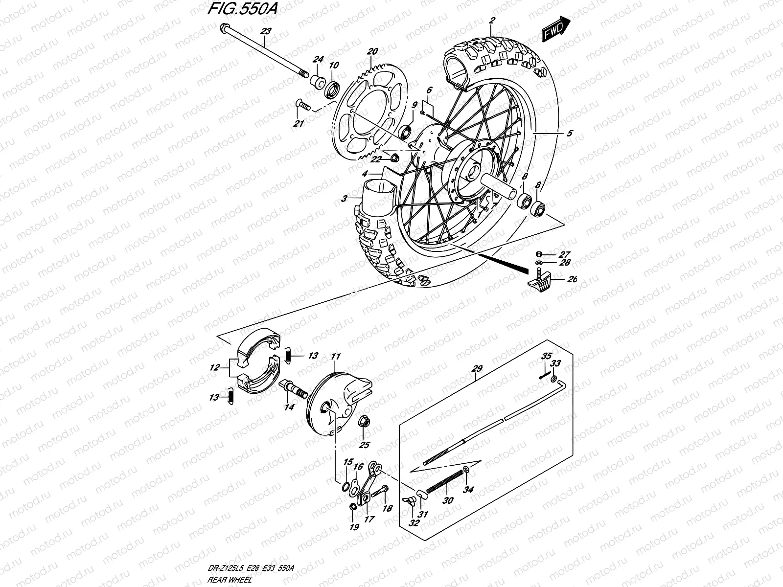 550A - REAR WHEEL (DR-Z125L5 E28)