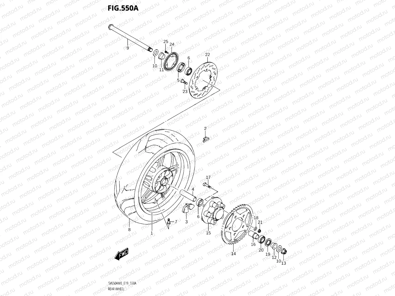 550A - REAR WHEEL (SV650A,SV650AU)