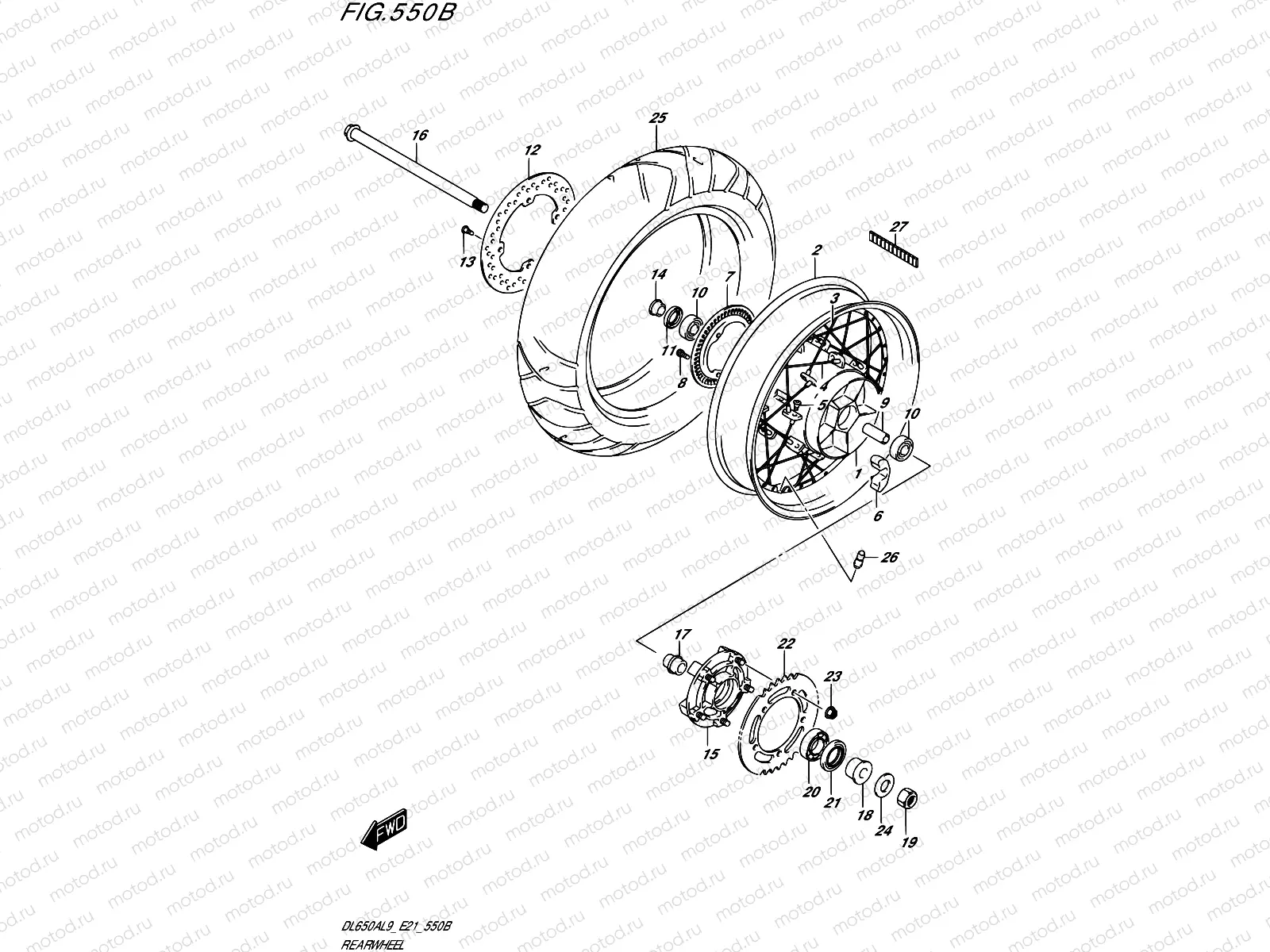 550B - REAR WHEEL (DL650XA,DL650XAUE)