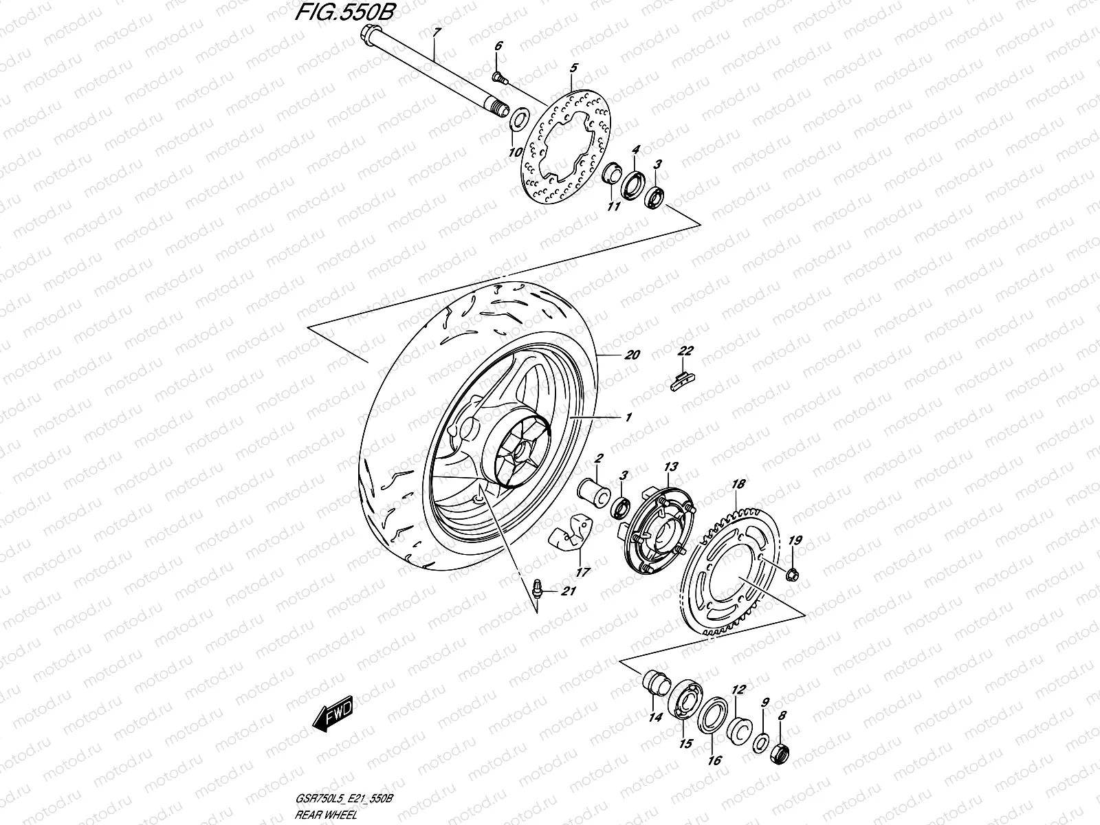 550B - REAR WHEEL (GSR750UEL5 E21)