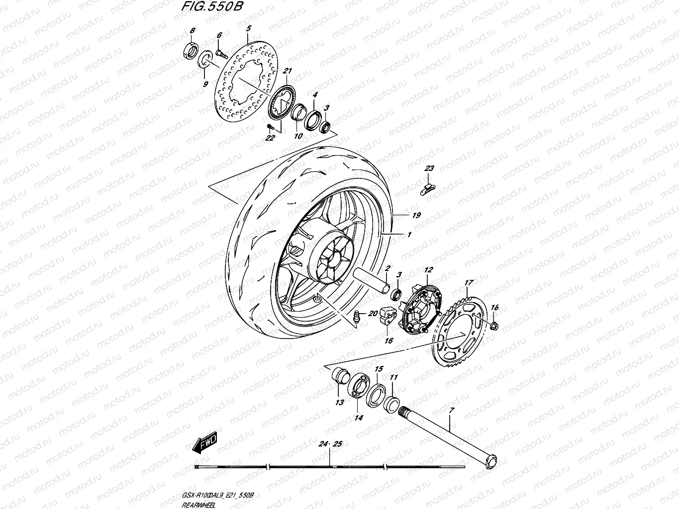 550B - REAR WHEEL (GSX-R1000A)