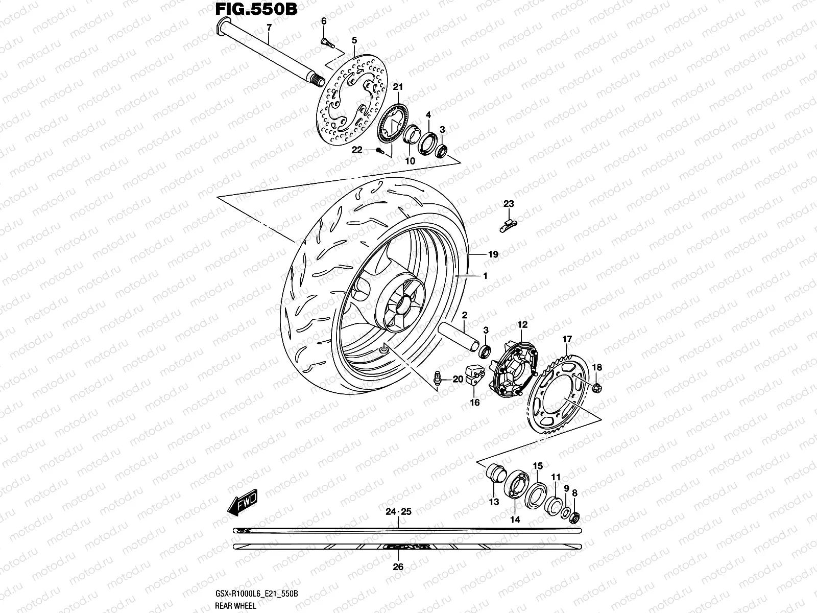 550B - REAR WHEEL (GSX-R1000AL6 E21)