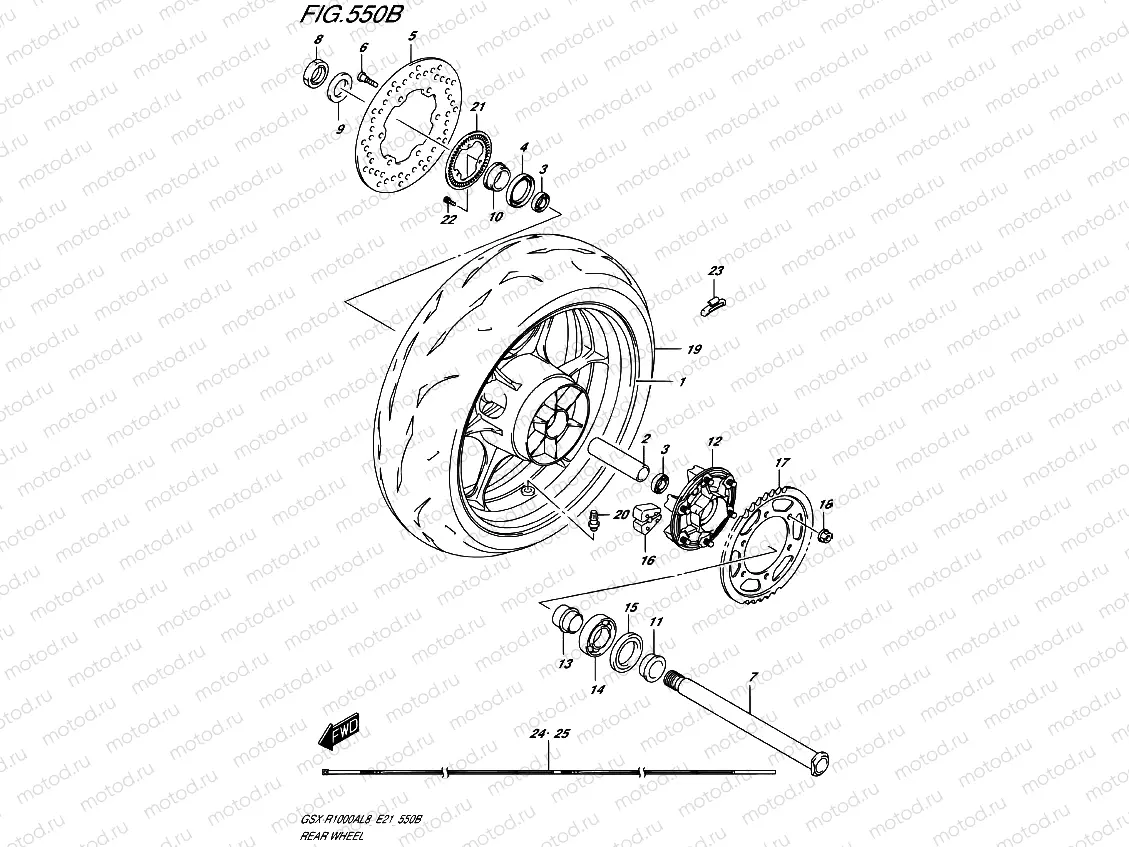 550B - REAR WHEEL (GSX-R1000AL8 E21) (FOR YKV,YSF)