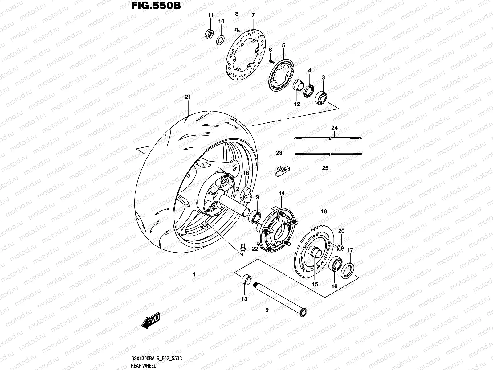 550B - REAR WHEEL (GSX1300RAL6 E19)