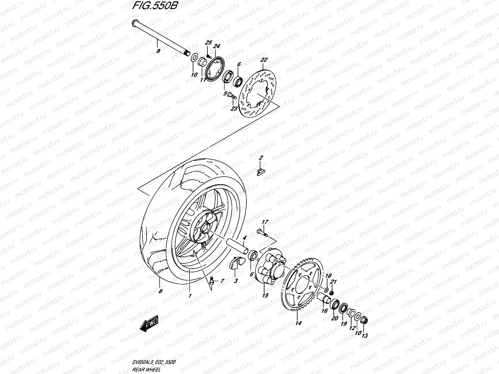 550B - REAR WHEEL (SV650AL9 E19)