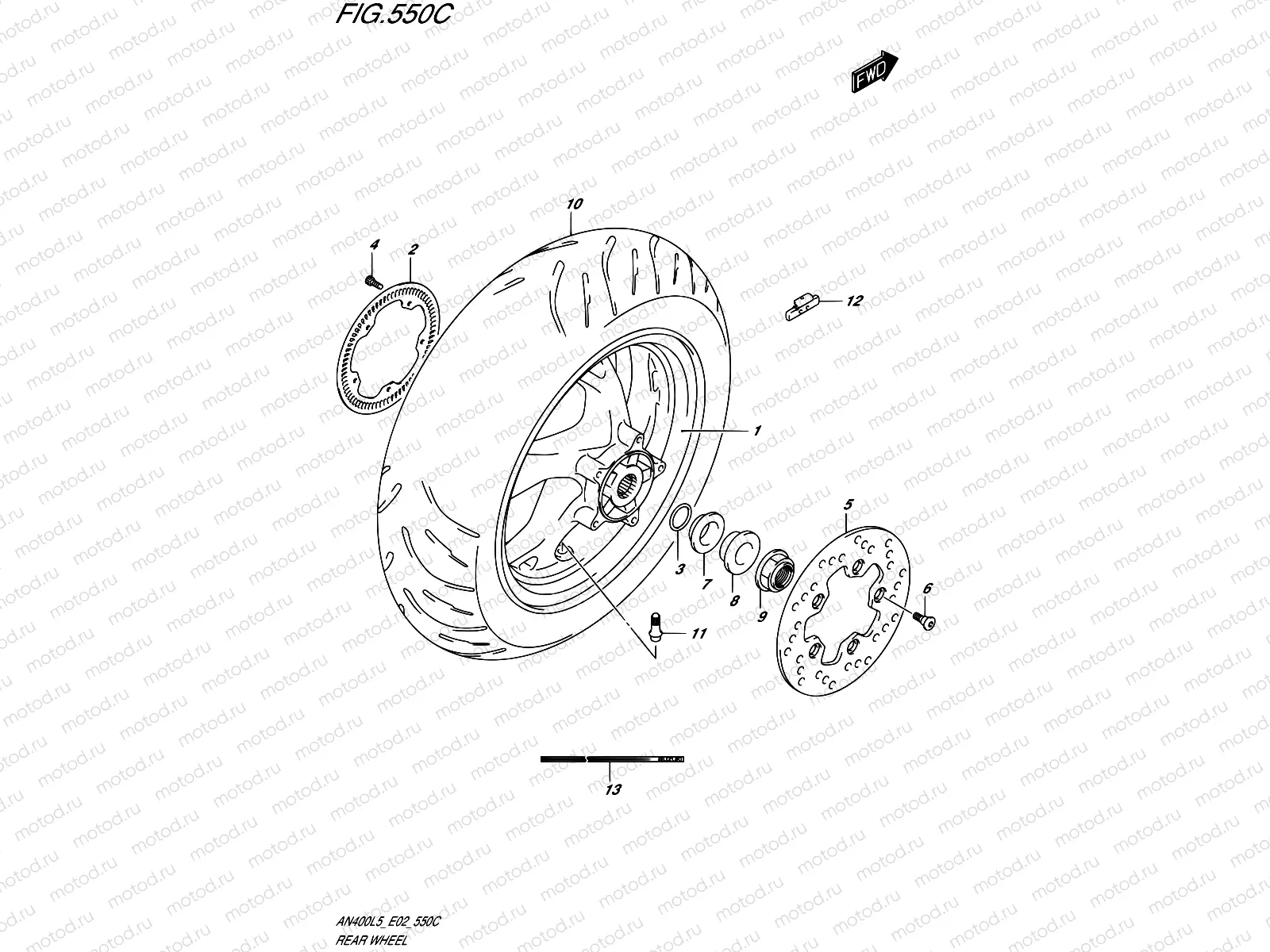550C - REAR WHEEL (AN400AL5 E19)