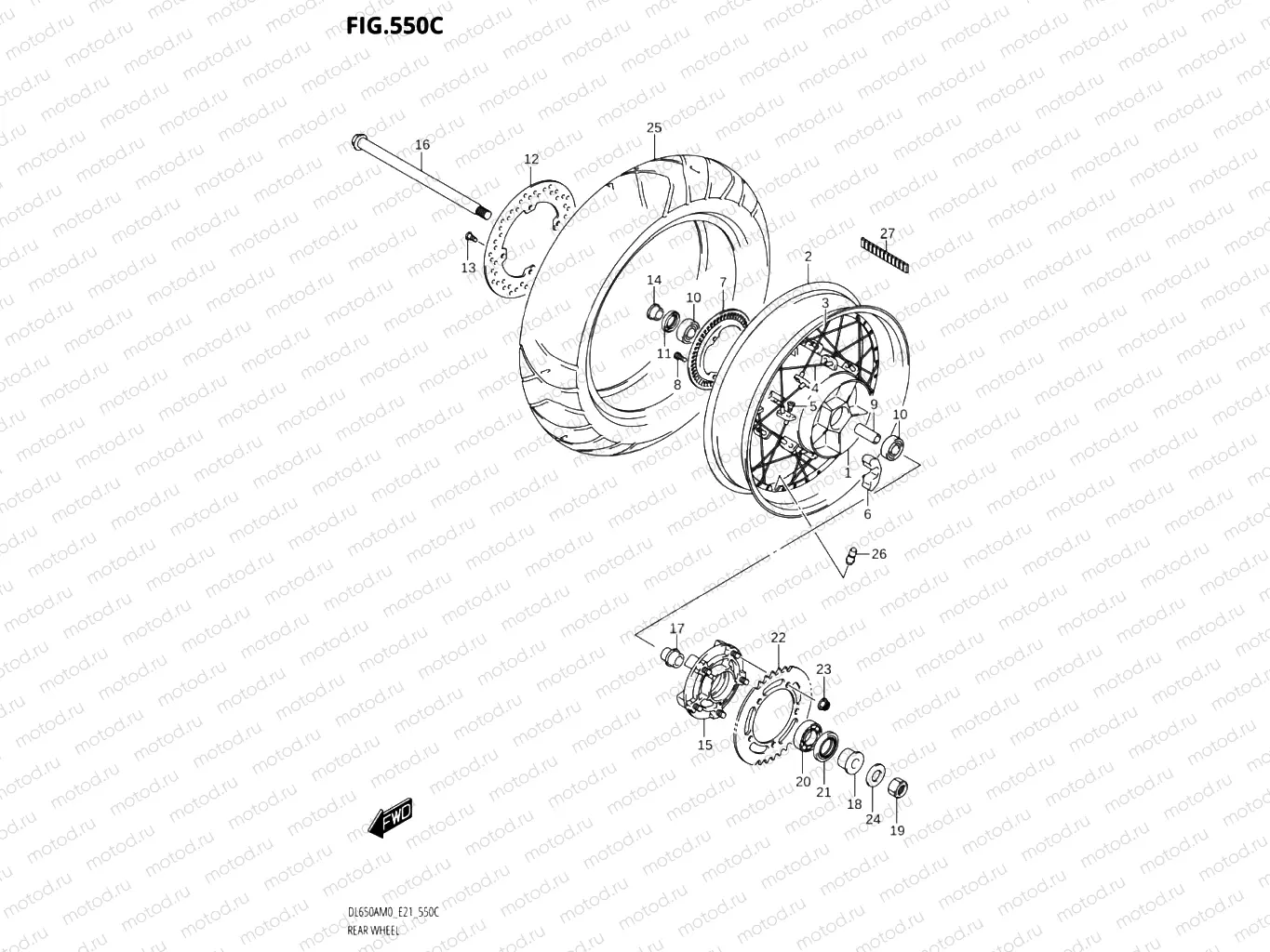 550C - REAR WHEEL (DL650XA,DL650XAUE)