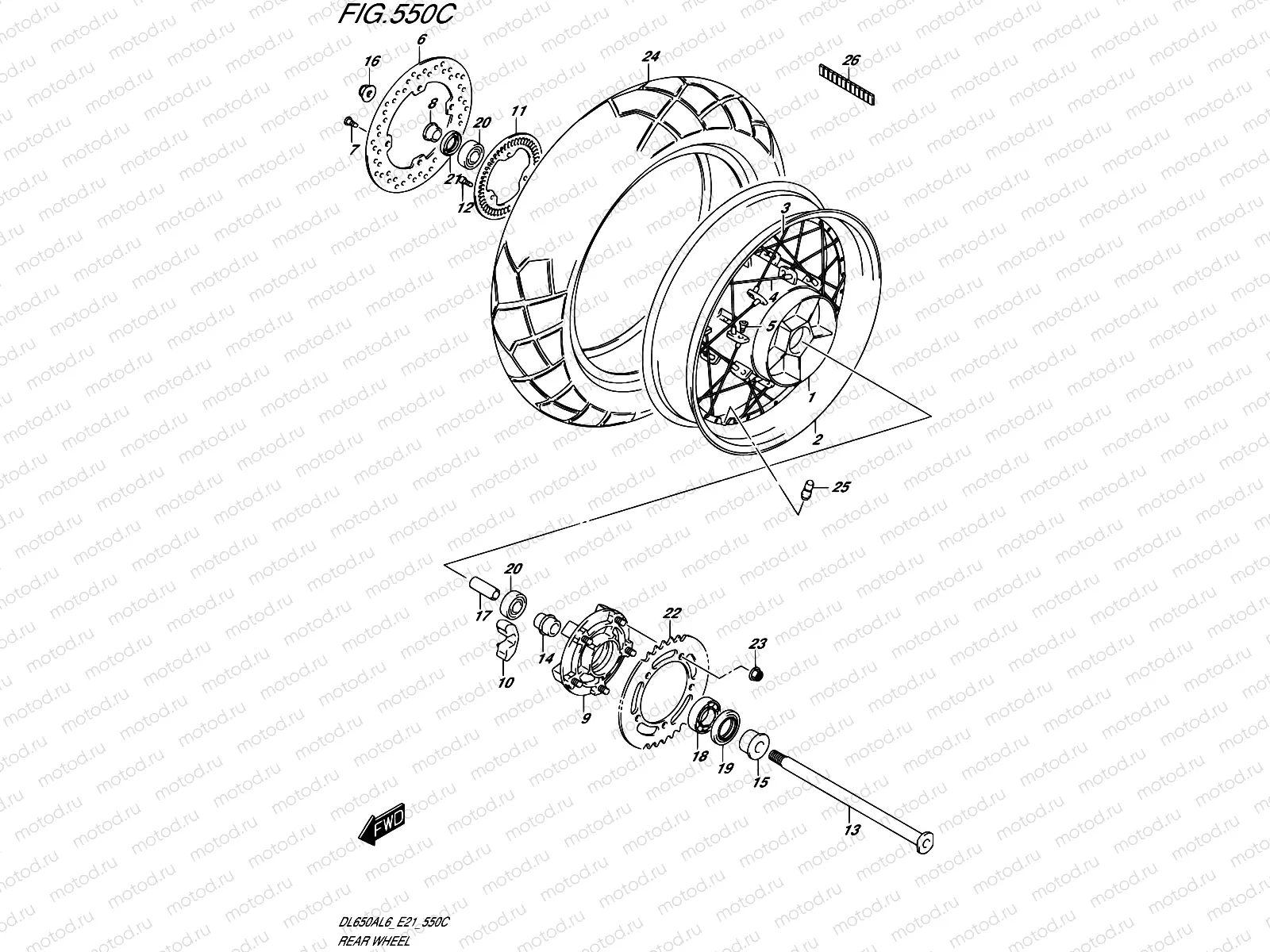 550C - REAR WHEEL (DL650XAL6 E21)