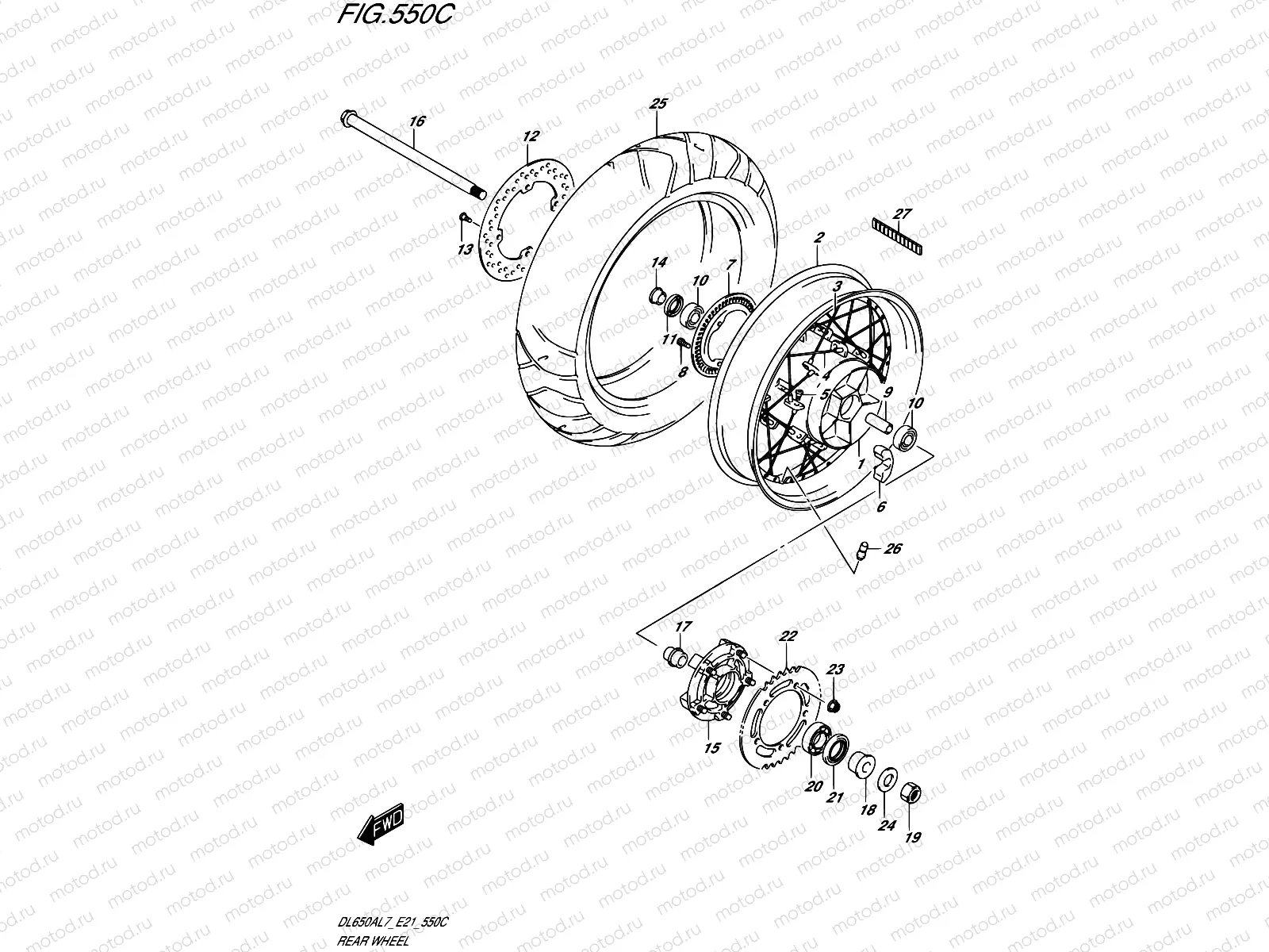 550C - REAR WHEEL (DL650XAL7 E21)