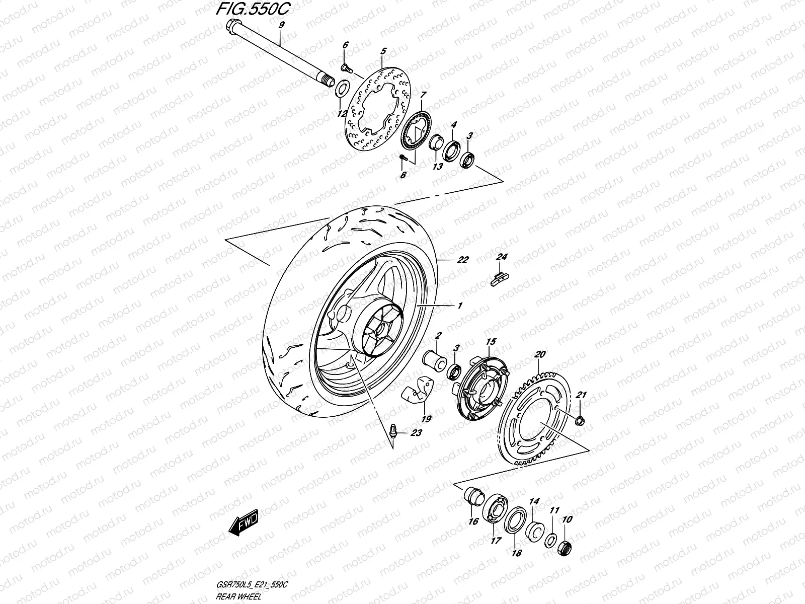 550C - REAR WHEEL (GSR750AL5 E21)