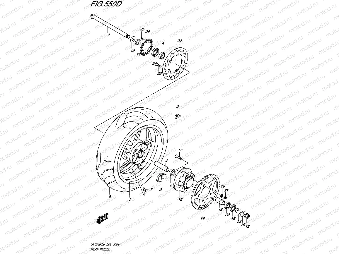 550D - REAR WHEEL (SV650AUL8 E19)
