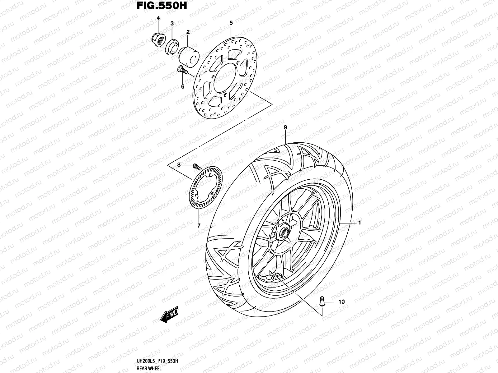 550H - REAR WHEEL (UH200AL5 P53)