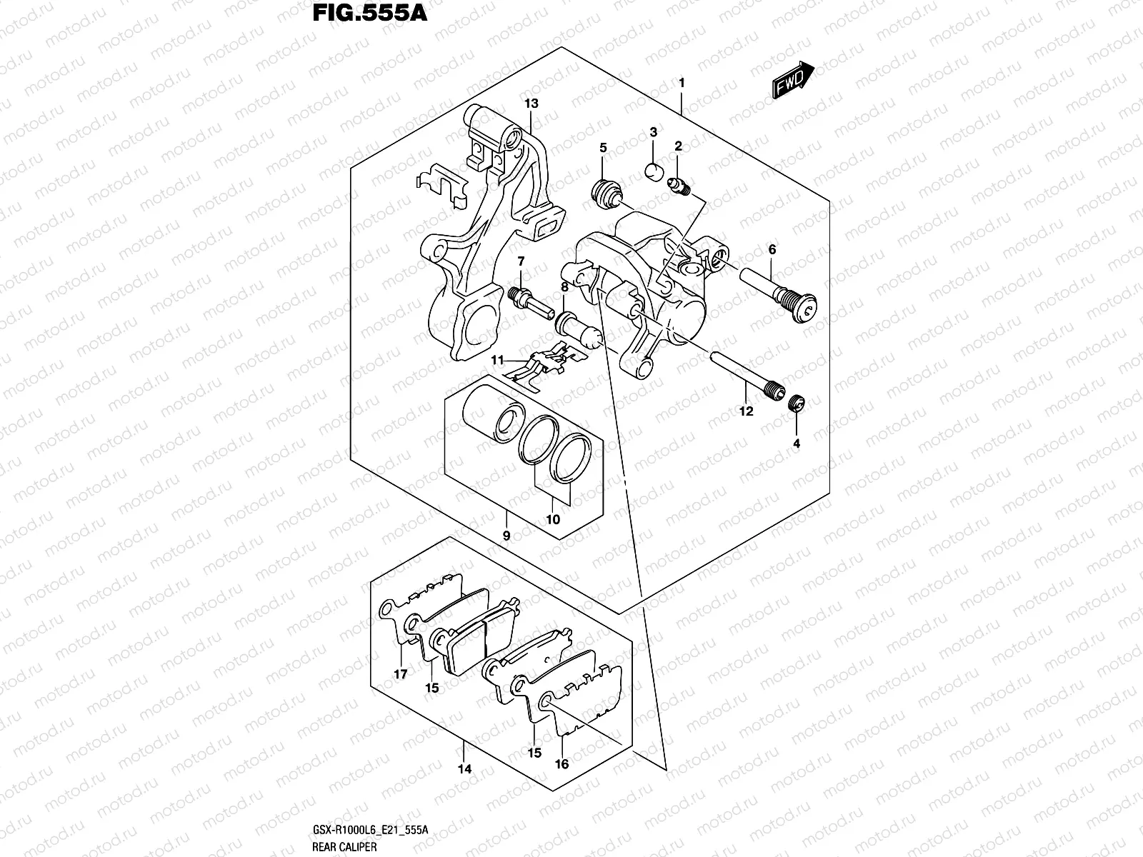 555A - REAR CALIPER (GSX-R1000L6 E21)