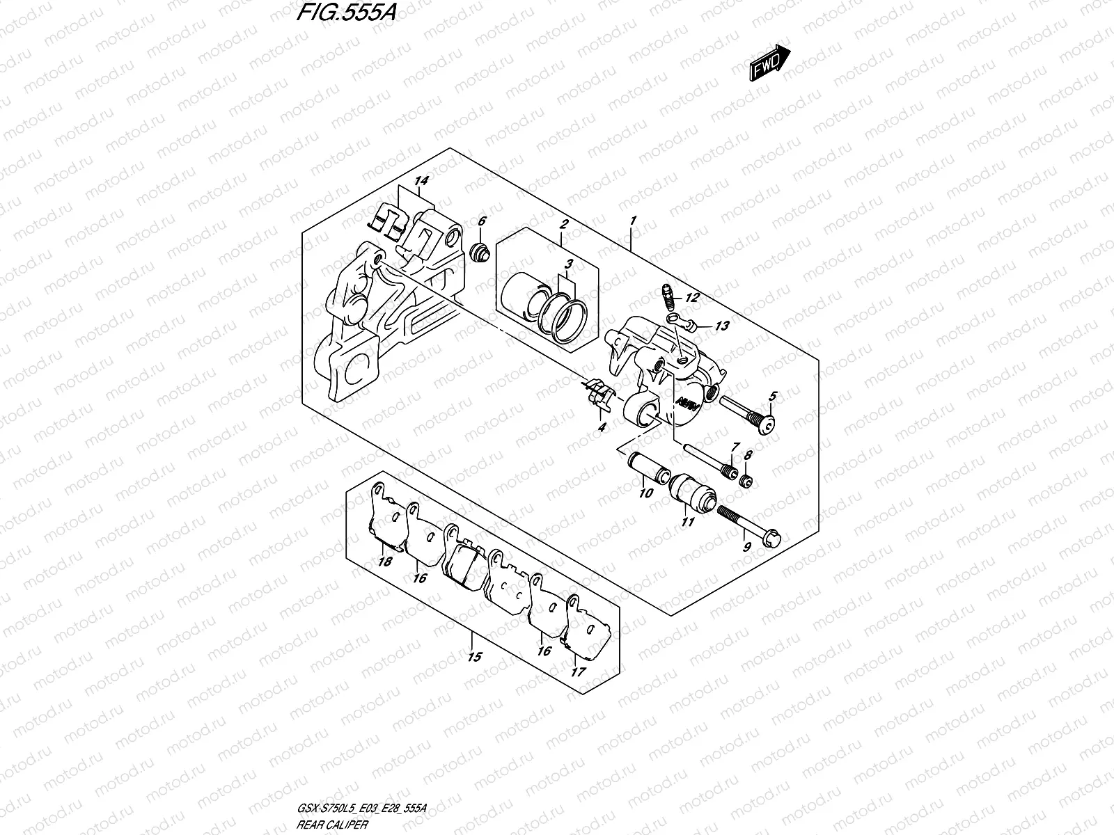 555A - REAR CALIPER (GSX-S750L5 E03)