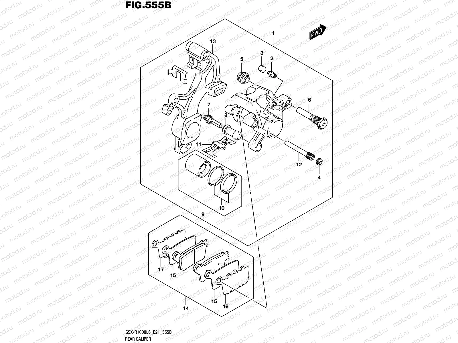 555B - REAR CALIPER (GSX-R1000AL6 E21)