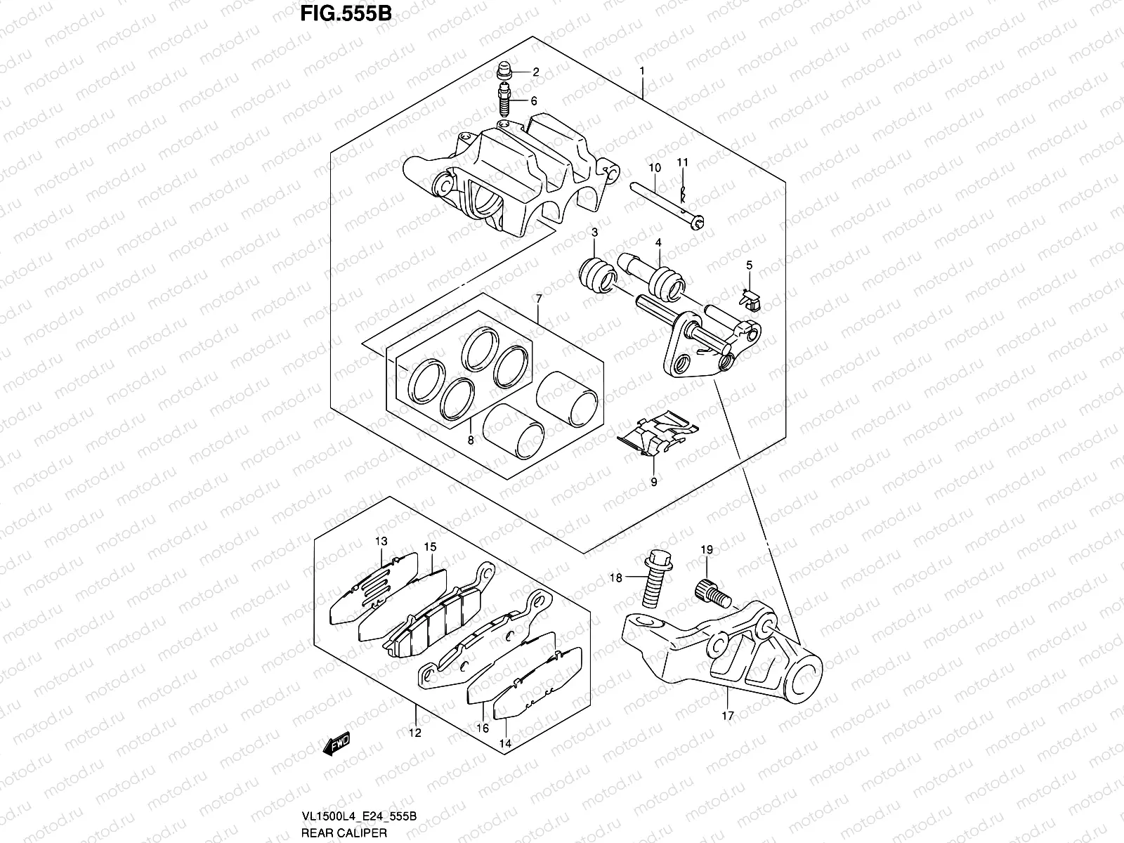555B - REAR CALIPER (VL1500BL4 E24)