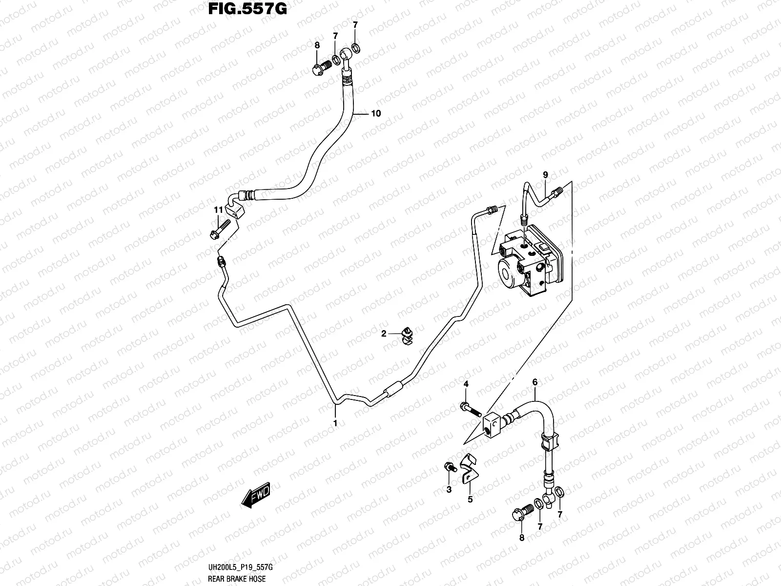 557G - REAR BRAKE HOSE (UH200AL5 P34)