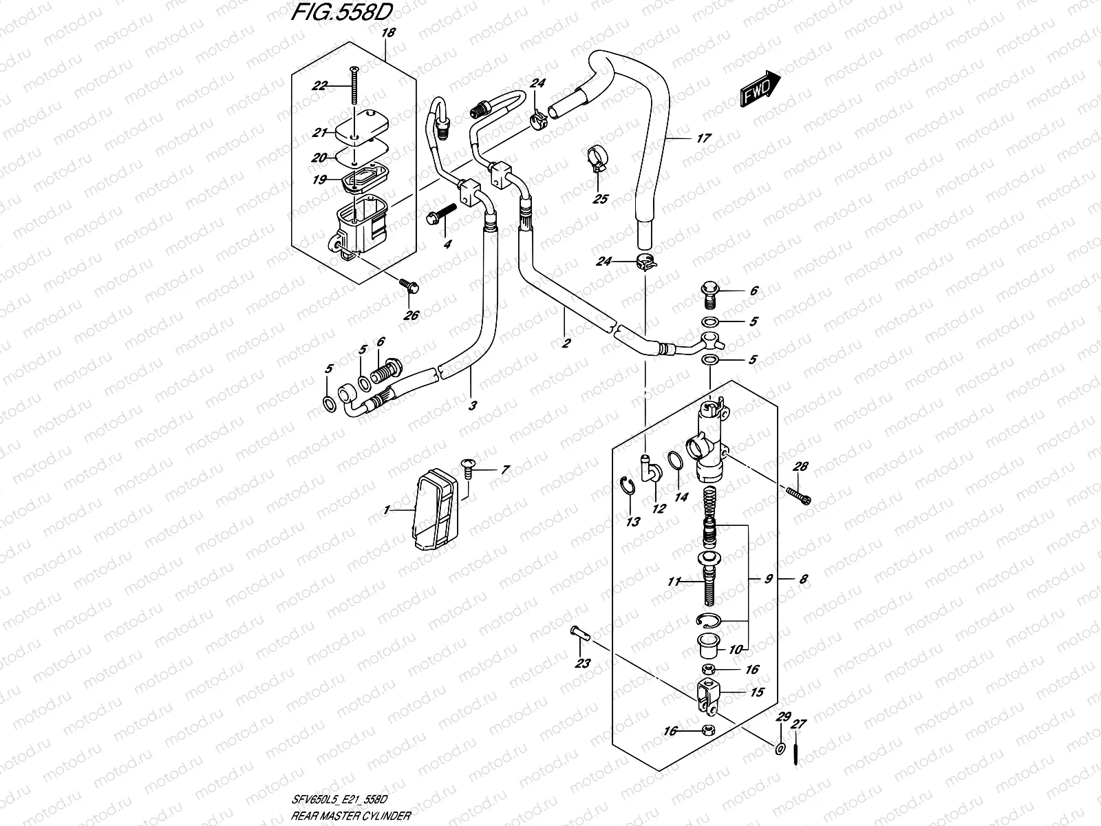 558D - REAR MASTER CYLINDER (SFV650UAL5 E21)