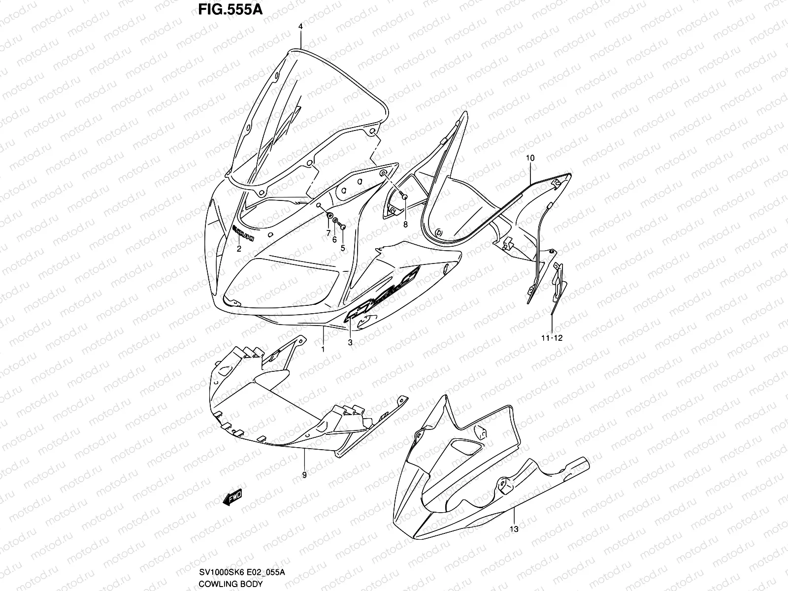 55A - COWLING BODY (SV1000S/S1/S2 K7)