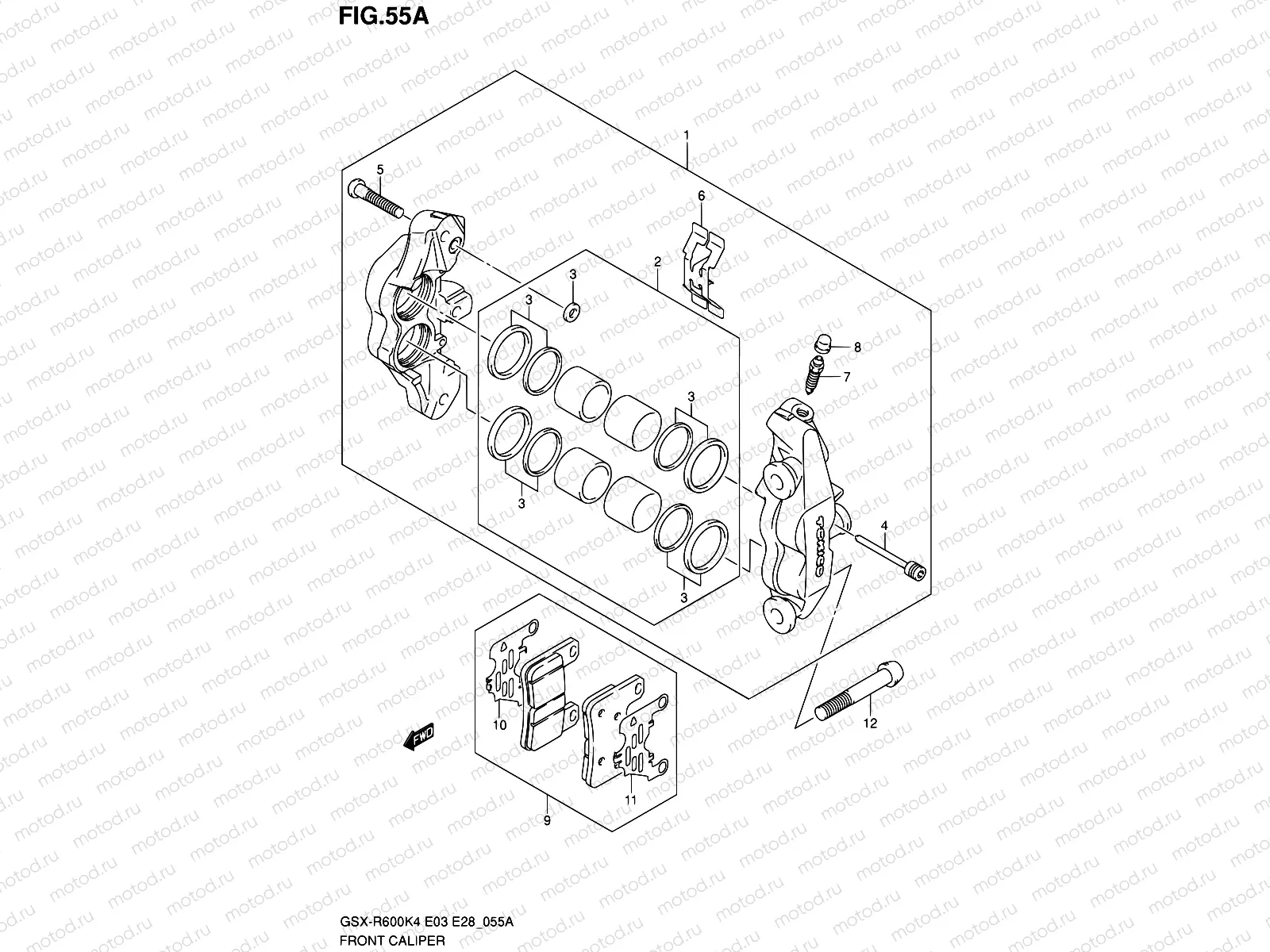 55A - FRONT CALIPER (GSX-R600XK5)