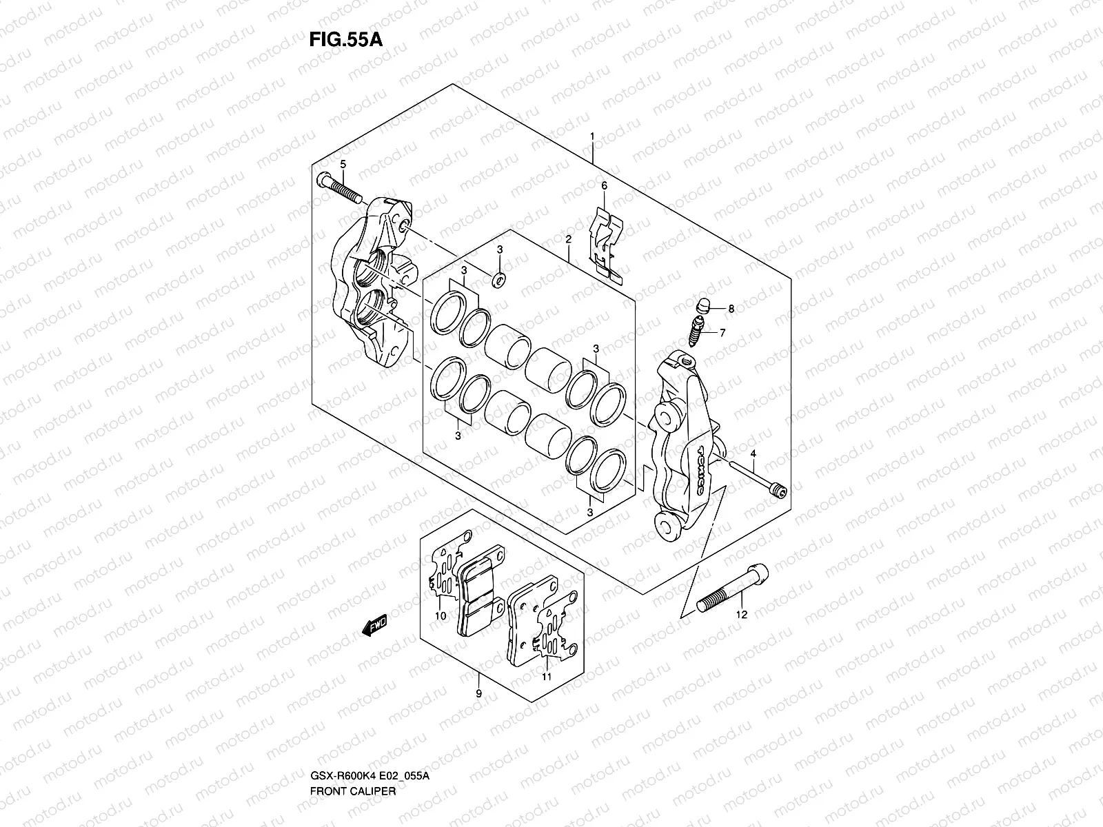 55A - FRONT CALIPER (GSX-R600XK5/U2XK5/U3XK5)