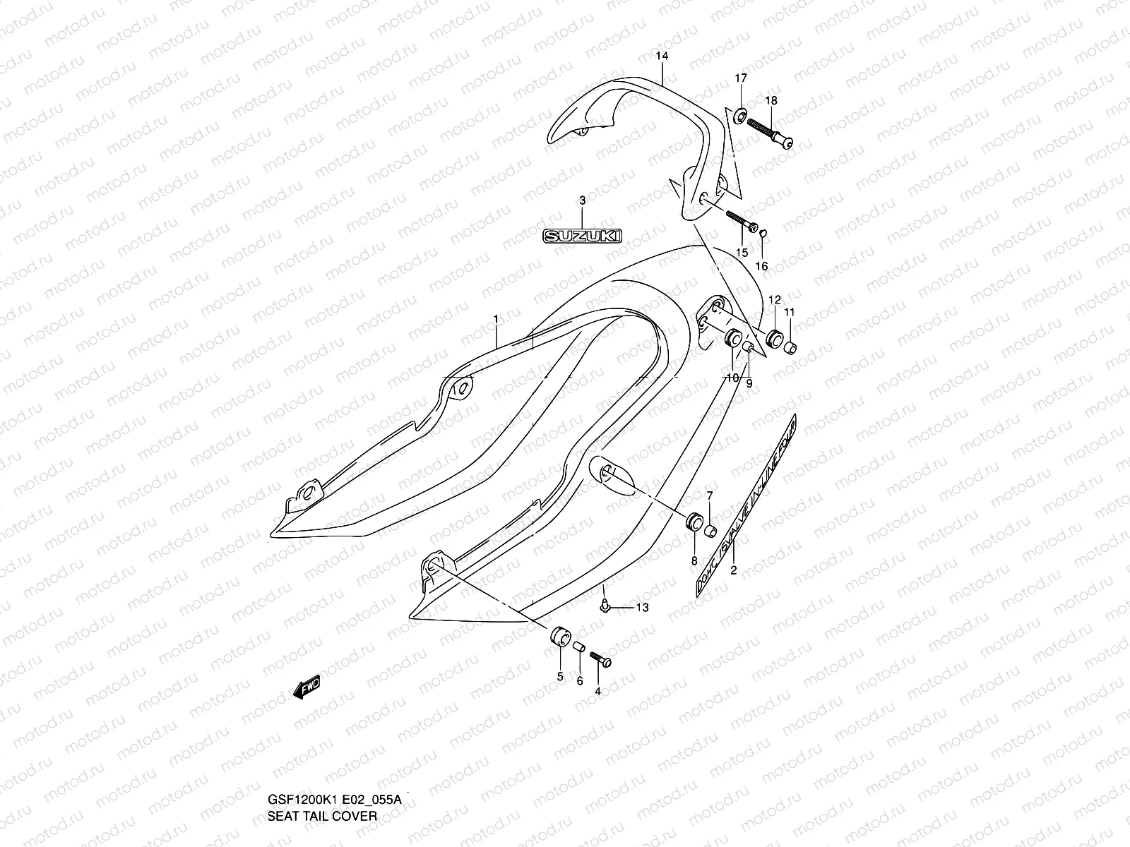 55A - SEAT TAIL COVER (GSF1200SK2)